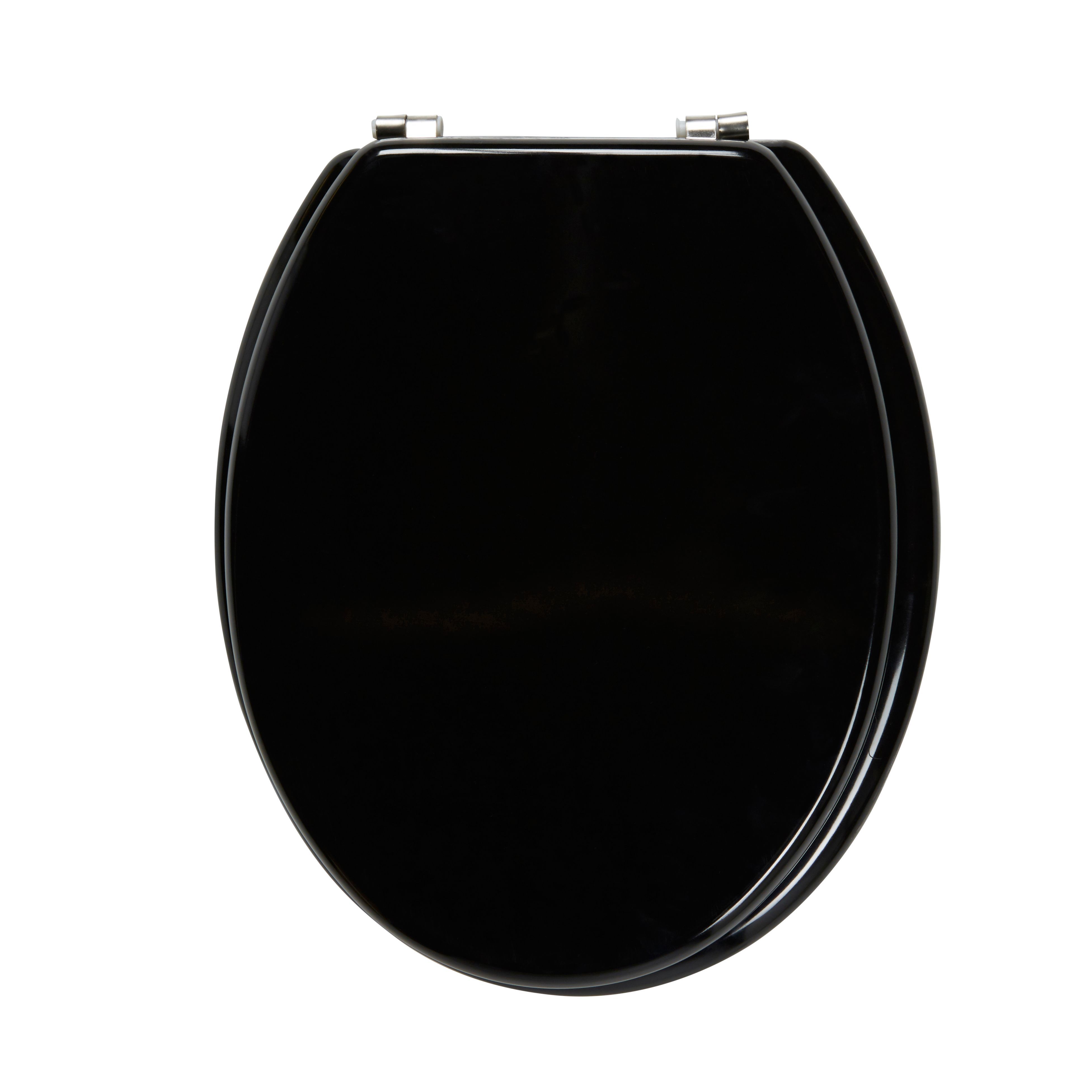 GoodHome Palmi Black Round Standard close Toilet seat
