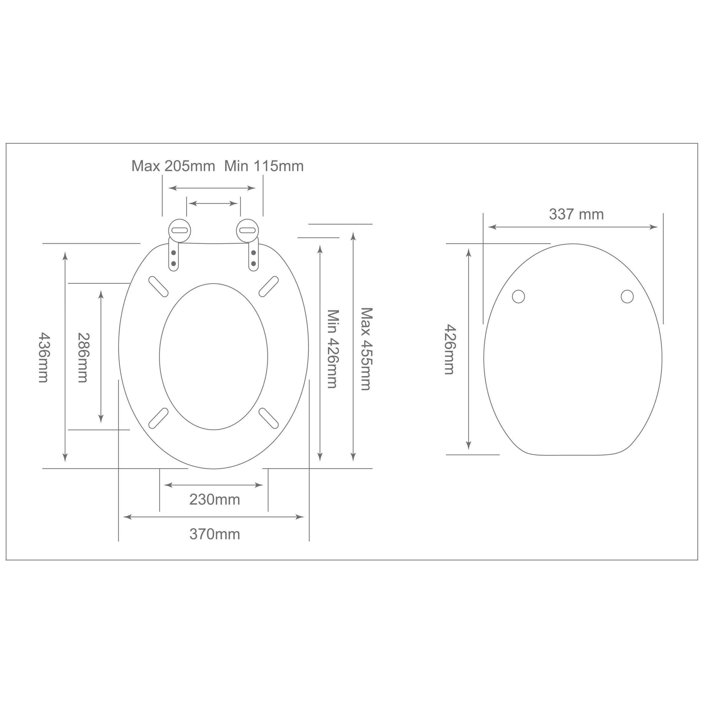 GoodHome Palmi Black Round Standard close Toilet seat