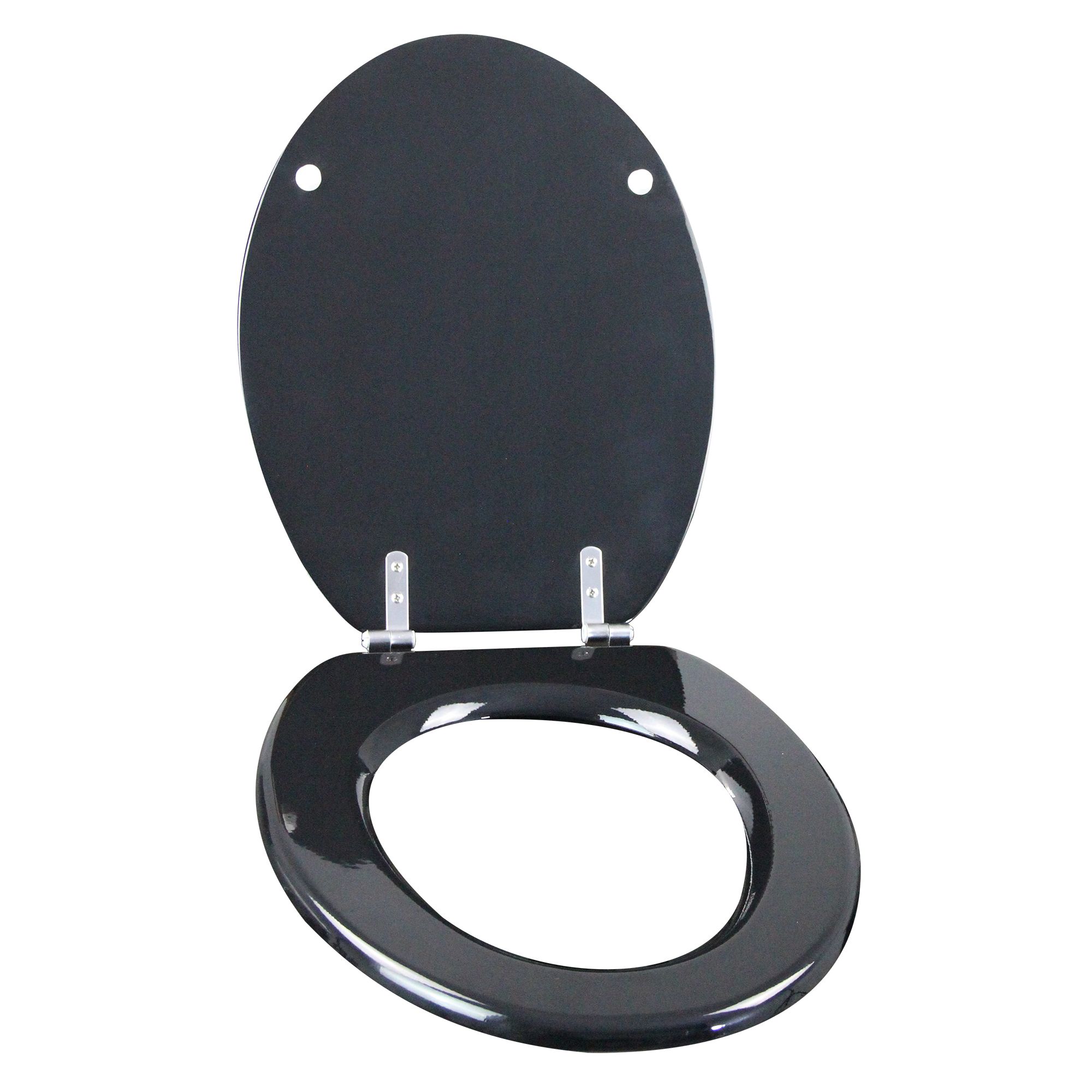 GoodHome Palmi Black Round Standard close Toilet seat