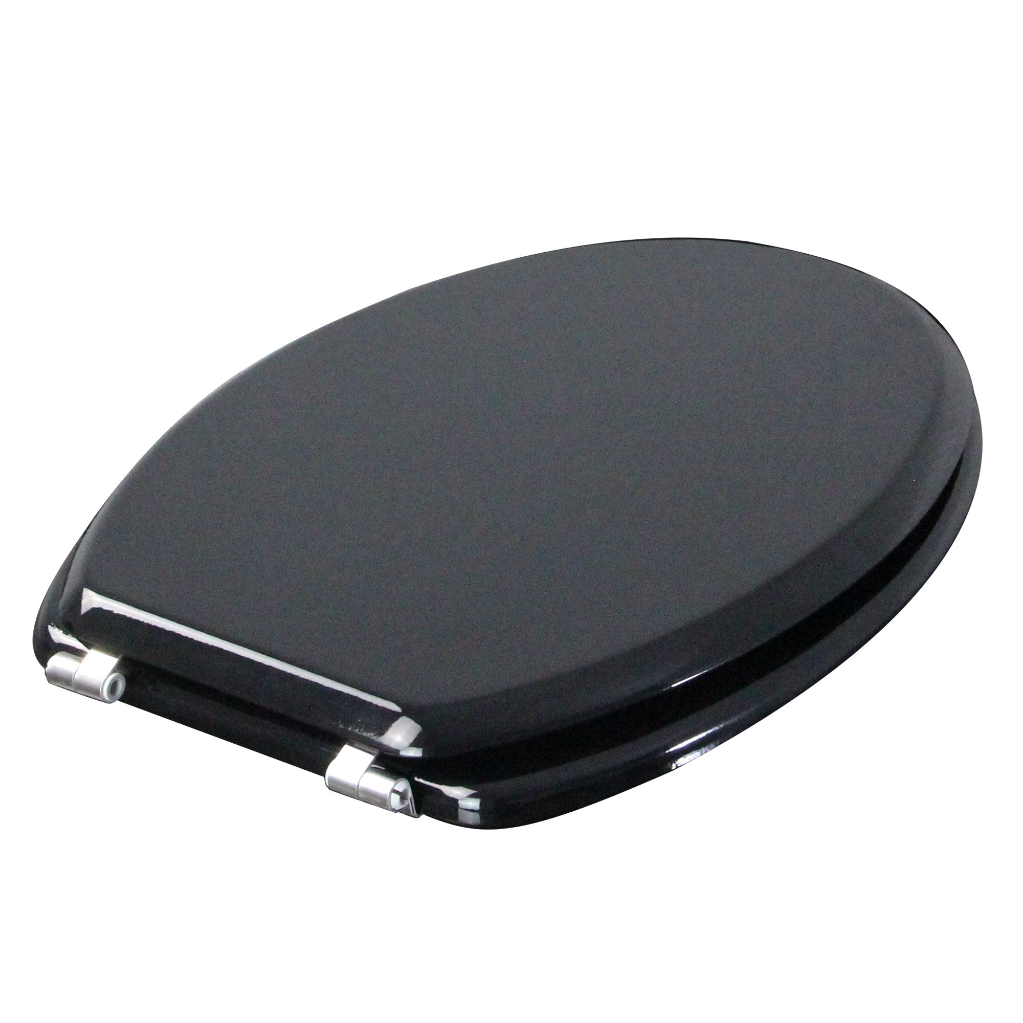 GoodHome Palmi Black Round Standard close Toilet seat