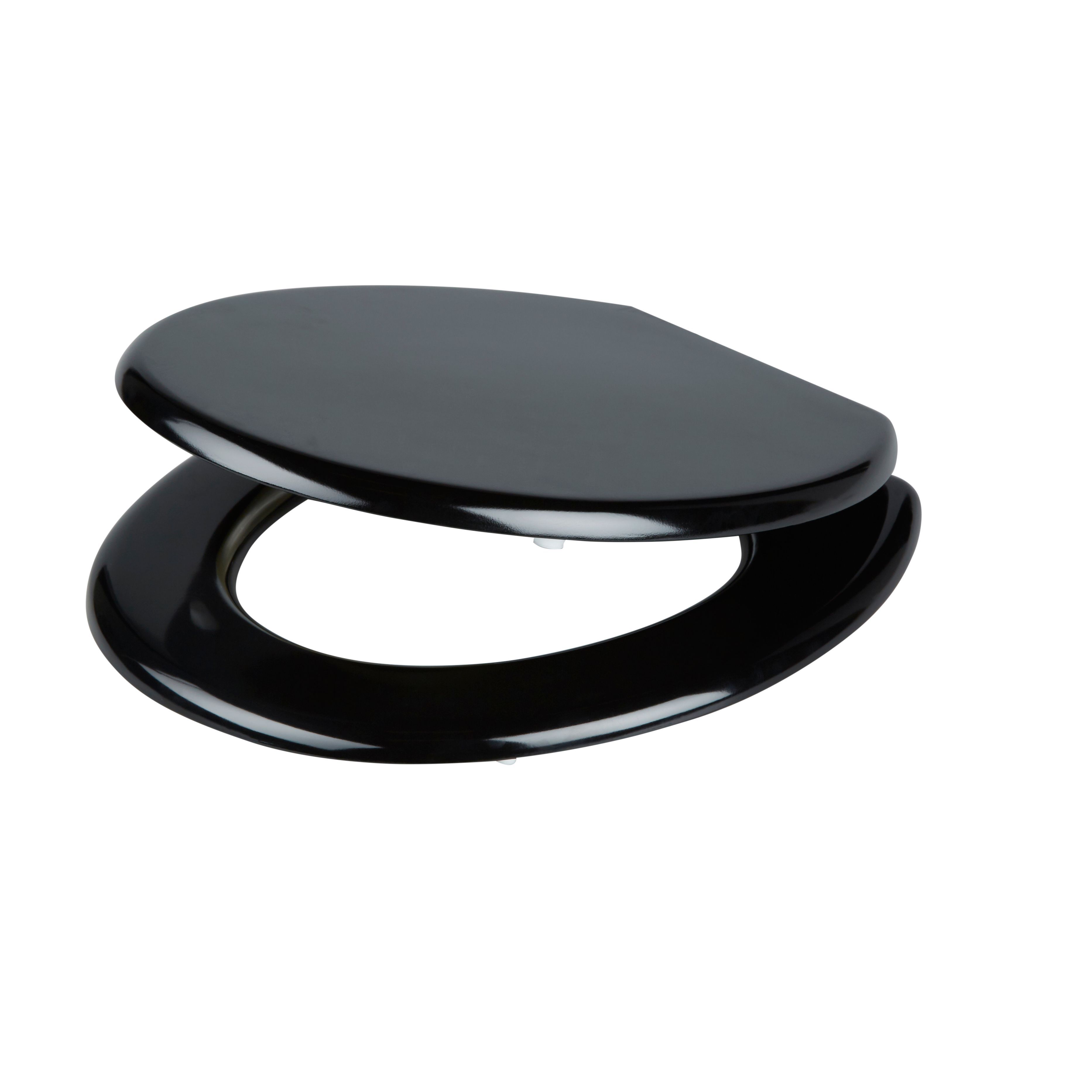 GoodHome Palmi Black Standard close Toilet seat DIY at B&Q