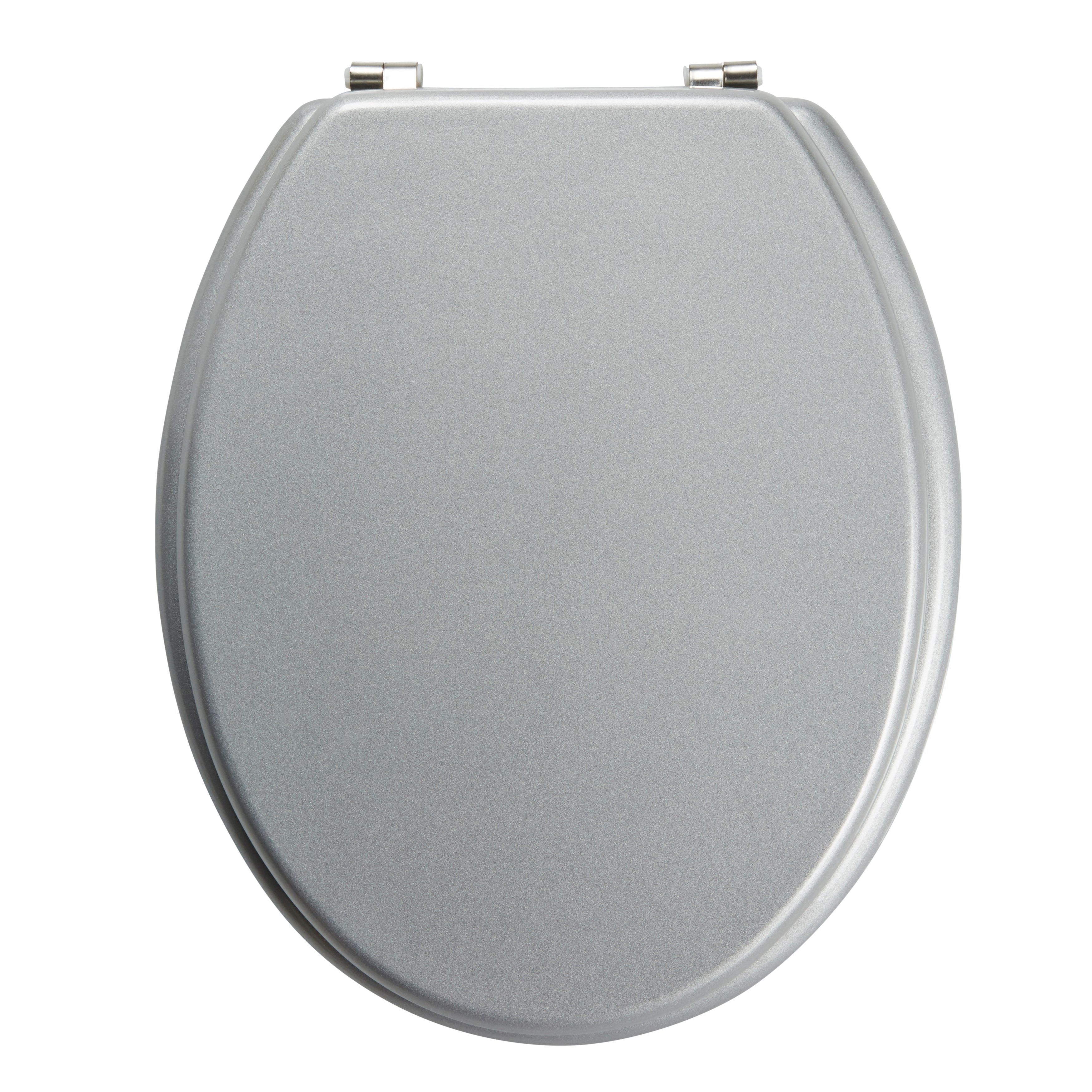 GoodHome Palmi Silver Round Standard close Toilet seat