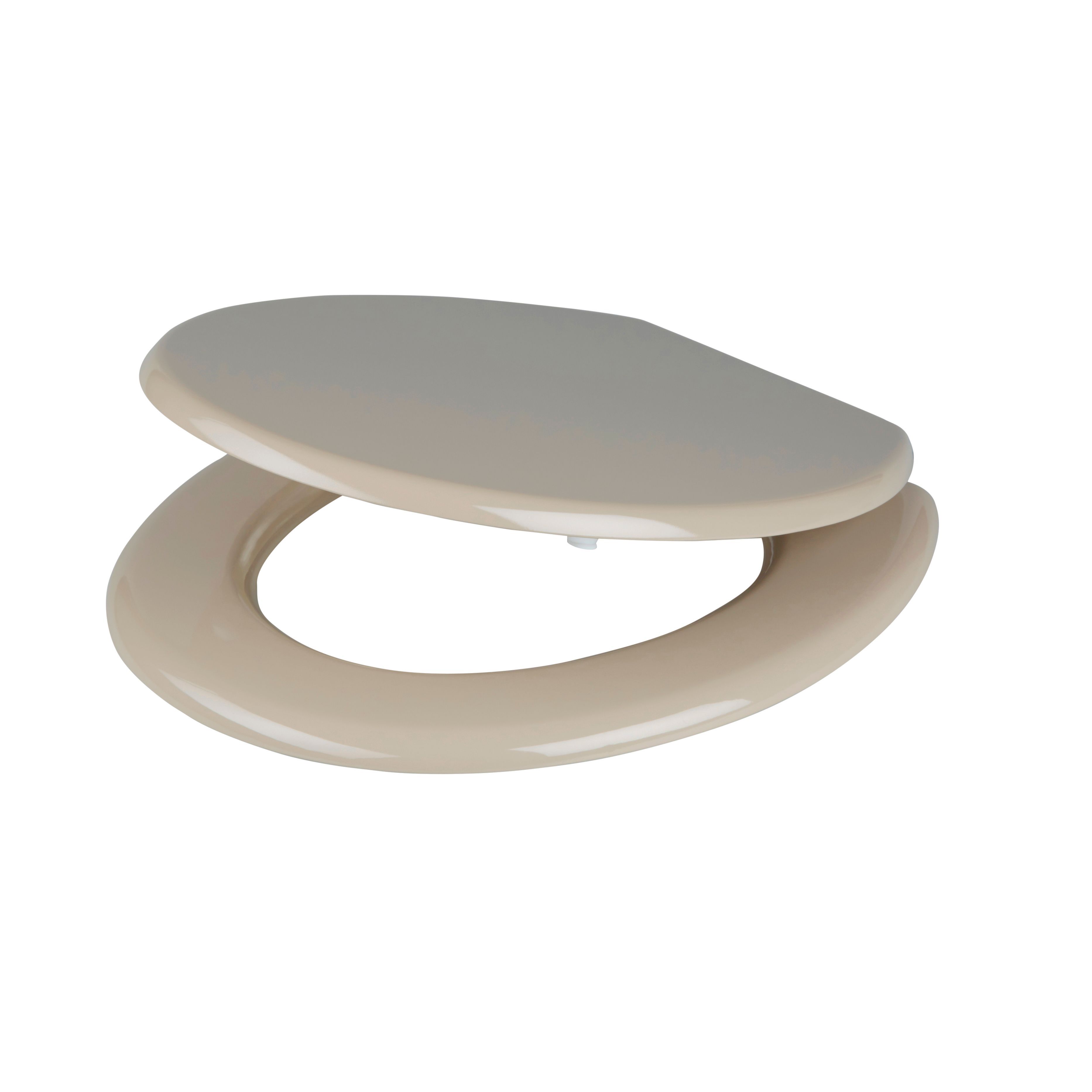GoodHome Palmi Taupe Bottom fix Standard close Toilet seat DIY at B&Q