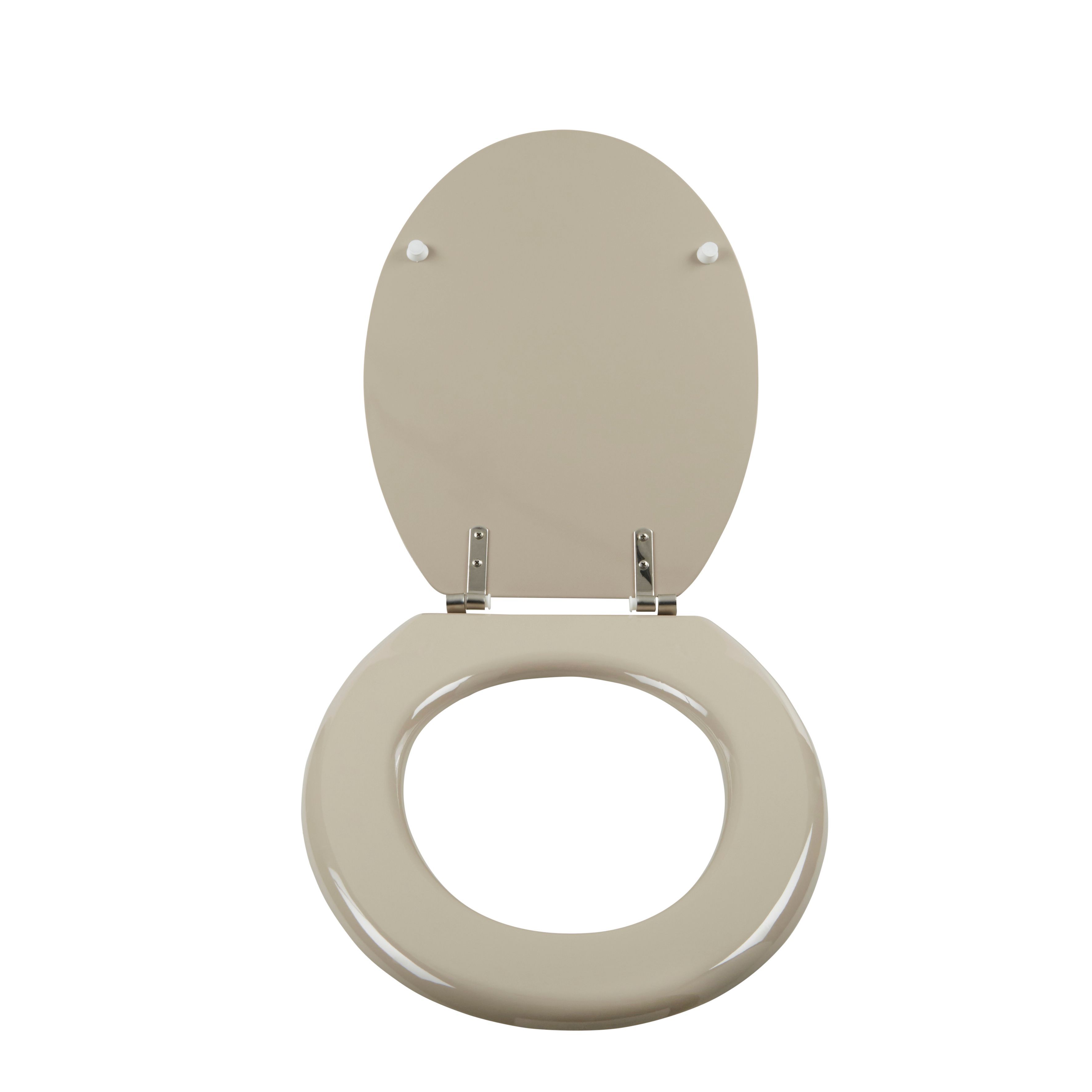 GoodHome Palmi Taupe Round Standard close Toilet seat