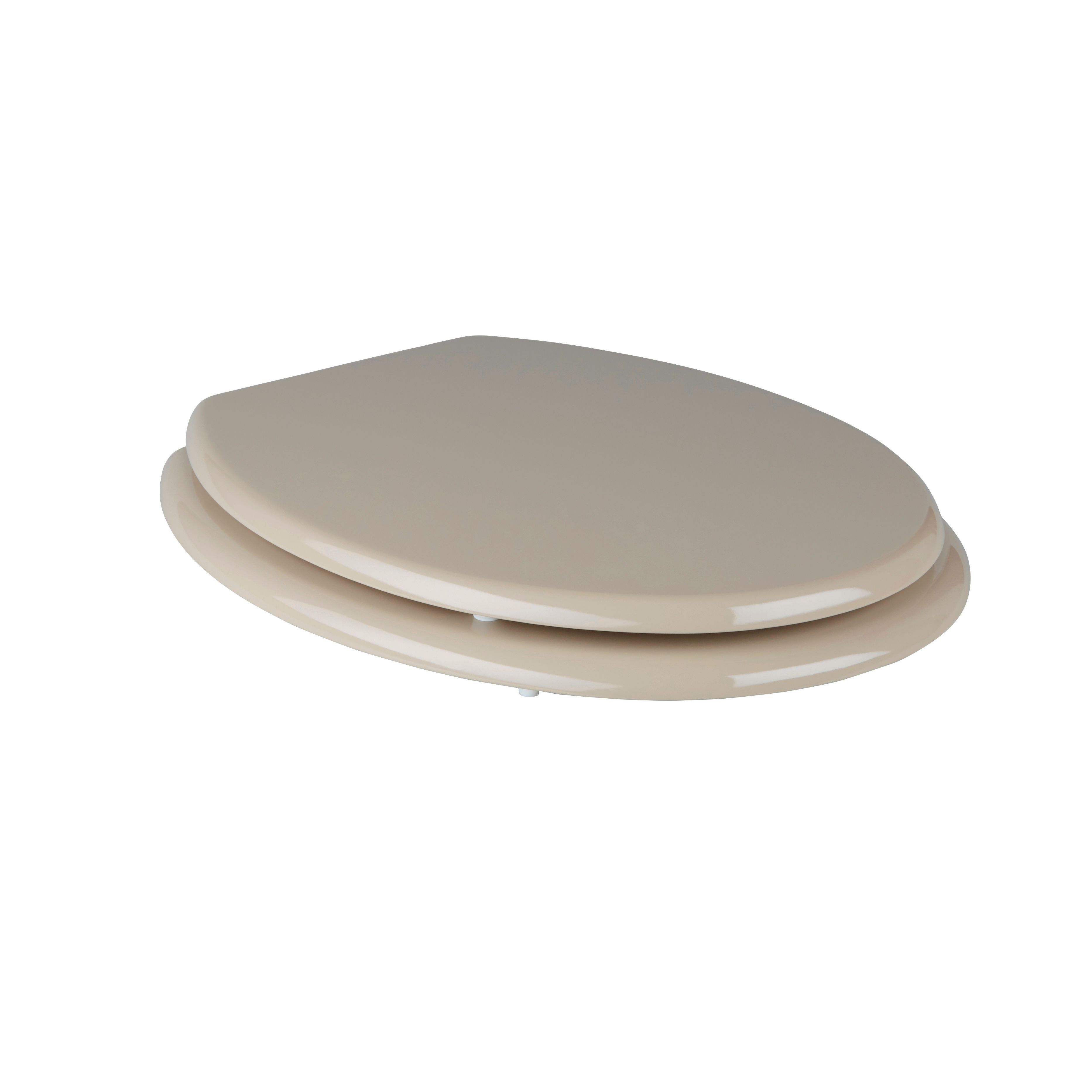GoodHome Palmi Taupe Round Standard close Toilet seat