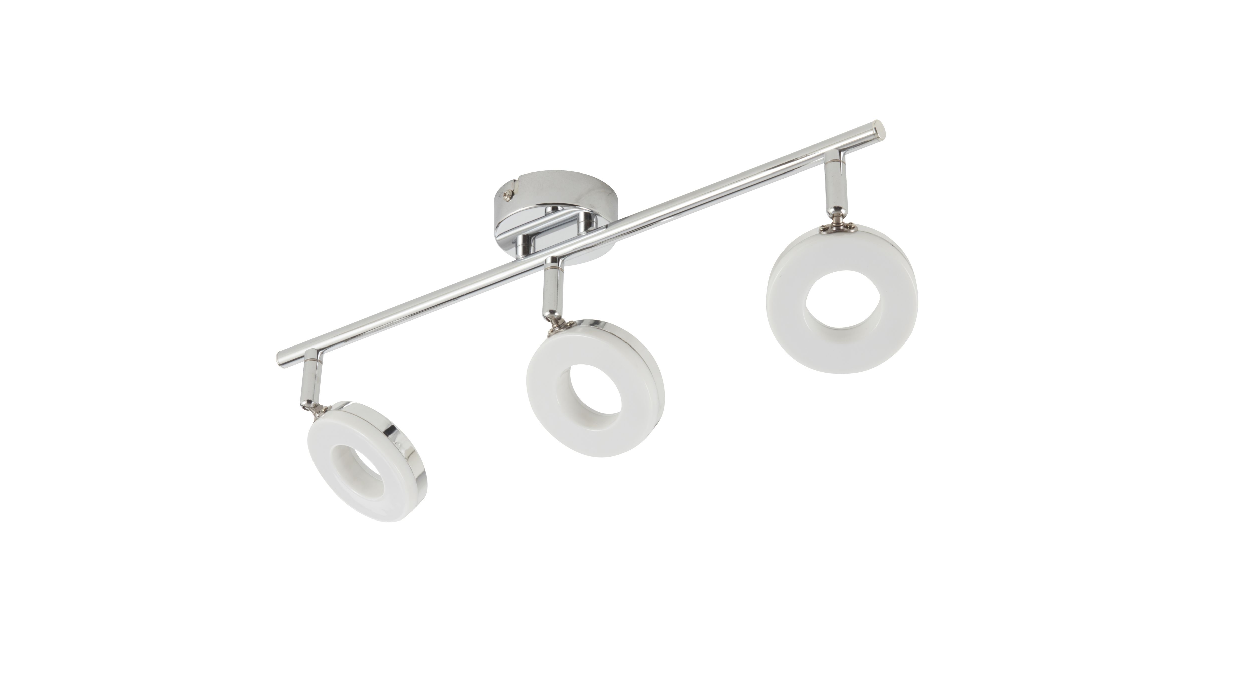 GoodHome Panacea Tube Metal & plastic Chrome effect 3 Lamp LED Ceiling light