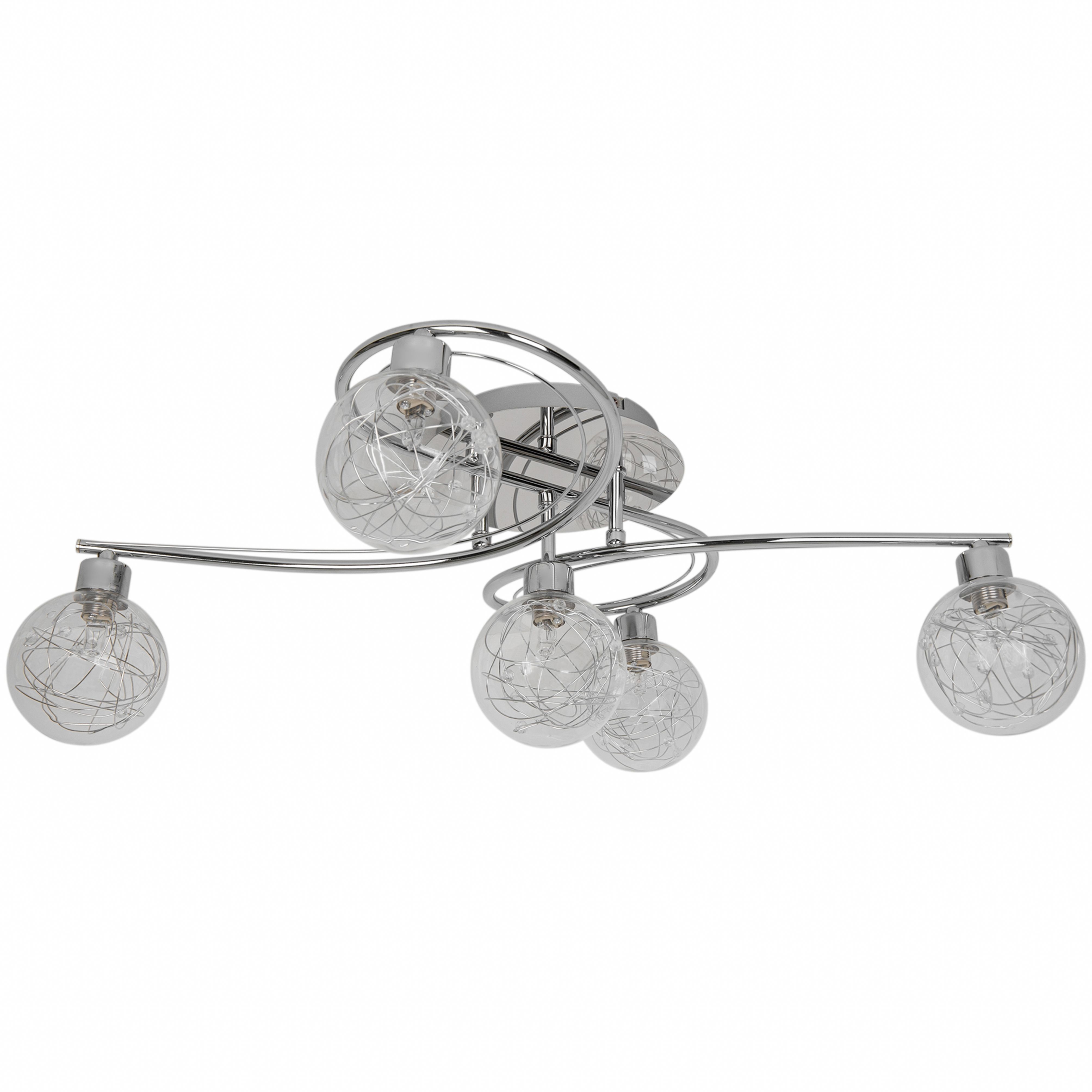GoodHome Paralia Plate Glass & metal Chrome 5 Lamp LED Ceiling light