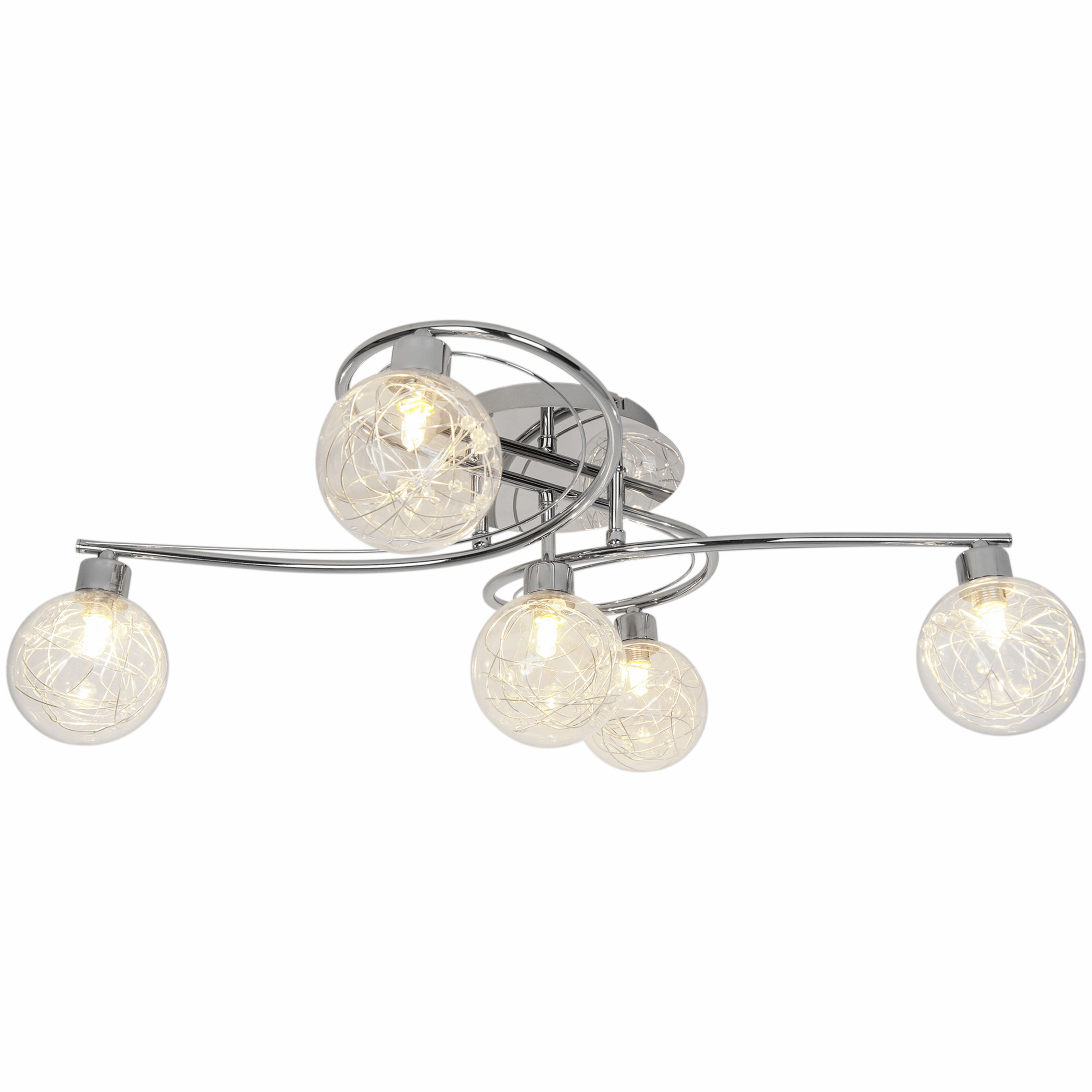GoodHome Paralia Plate Glass & metal Chrome 5 Lamp LED Ceiling light