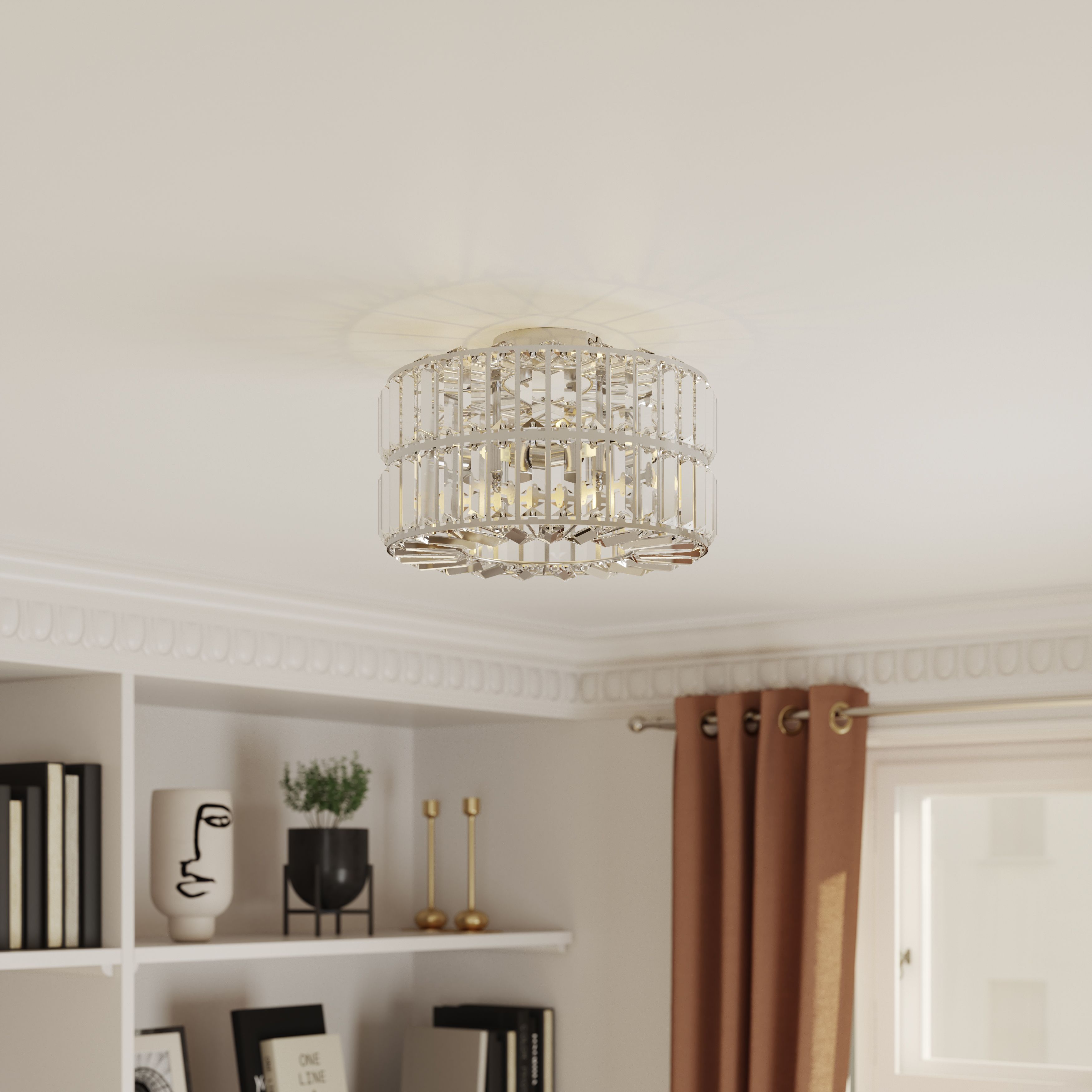 GoodHome Parcae Round Glass & metal Transparent Chrome effect 3 Lamp Ceiling light