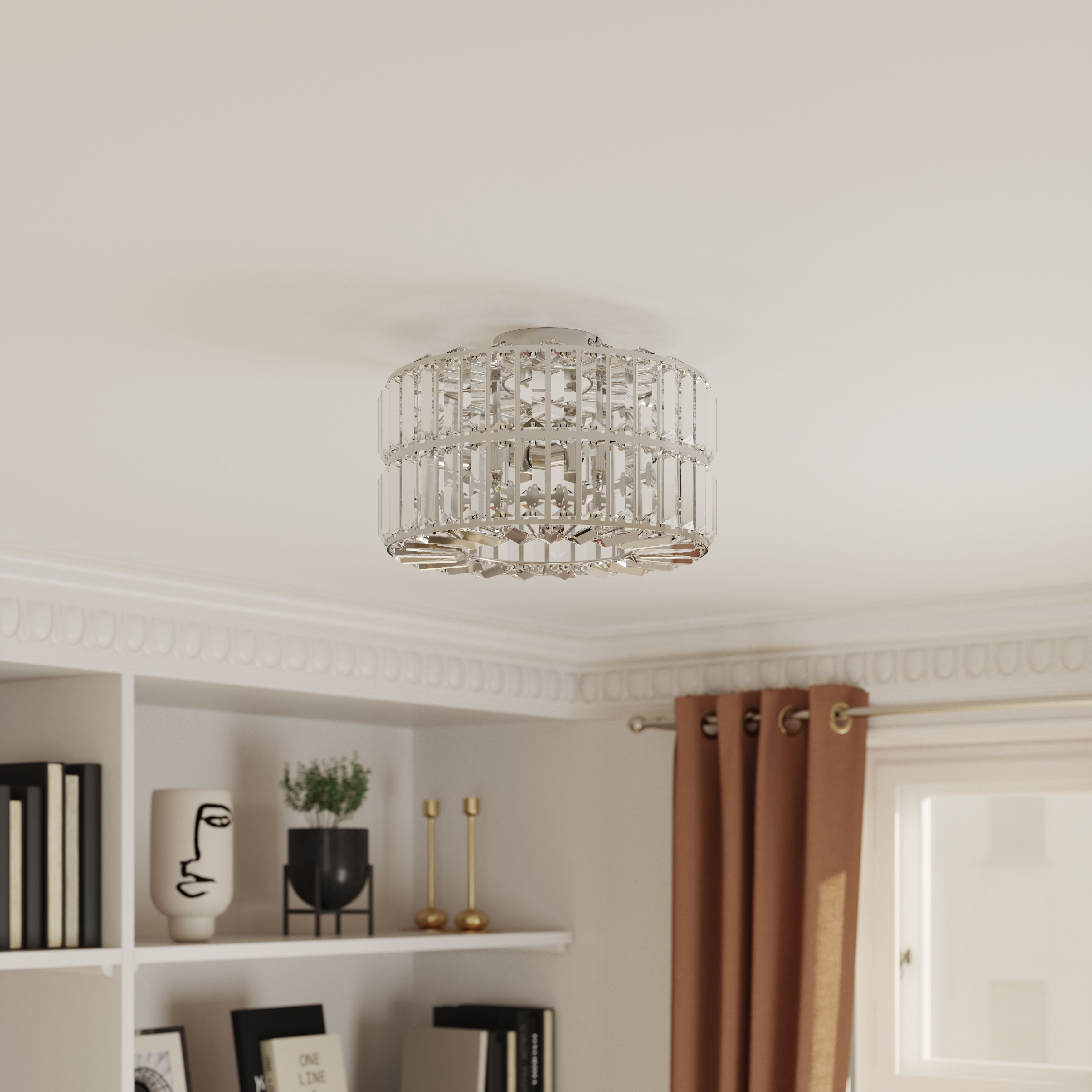 GoodHome Parcae Round Glass & metal Transparent Chrome effect 3 Lamp Ceiling light