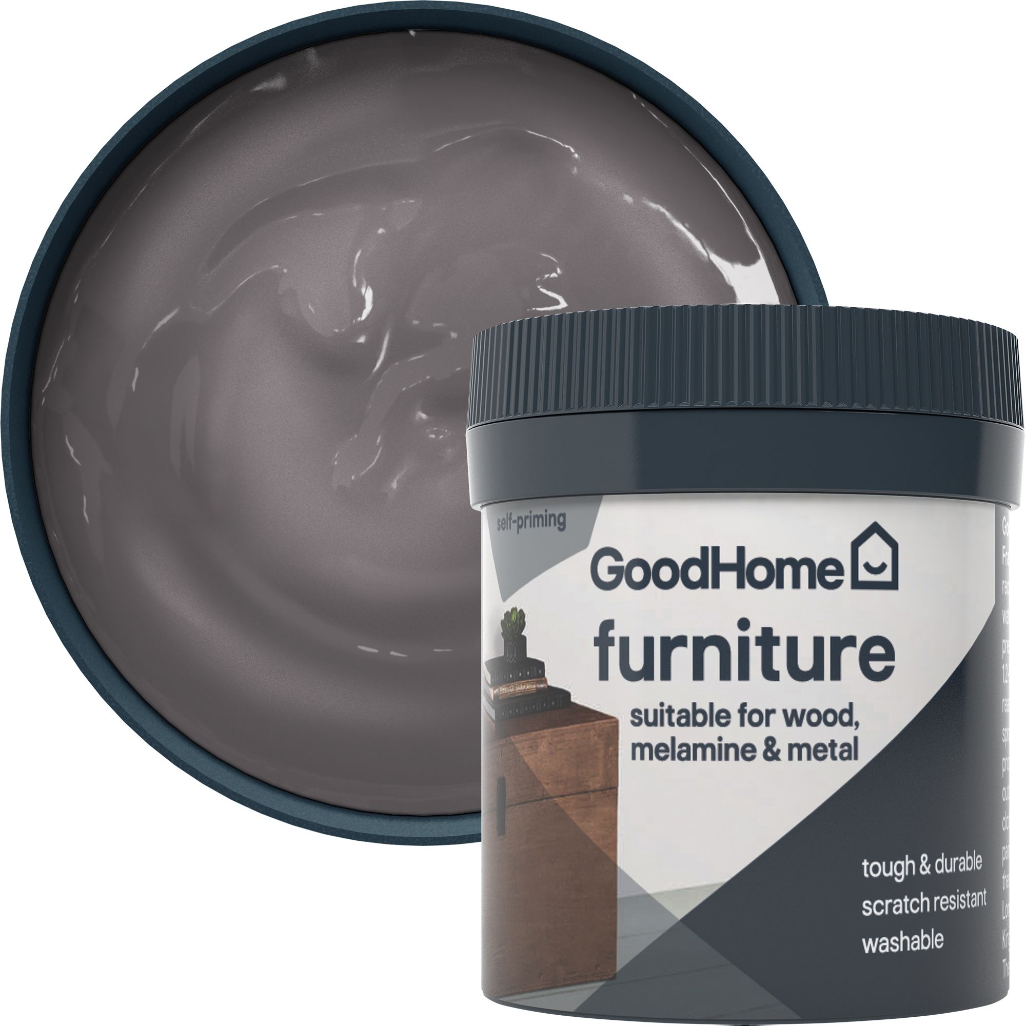 GoodHome Pasadena Metallic effect Satin Furniture paint, 80ml Tester pot
