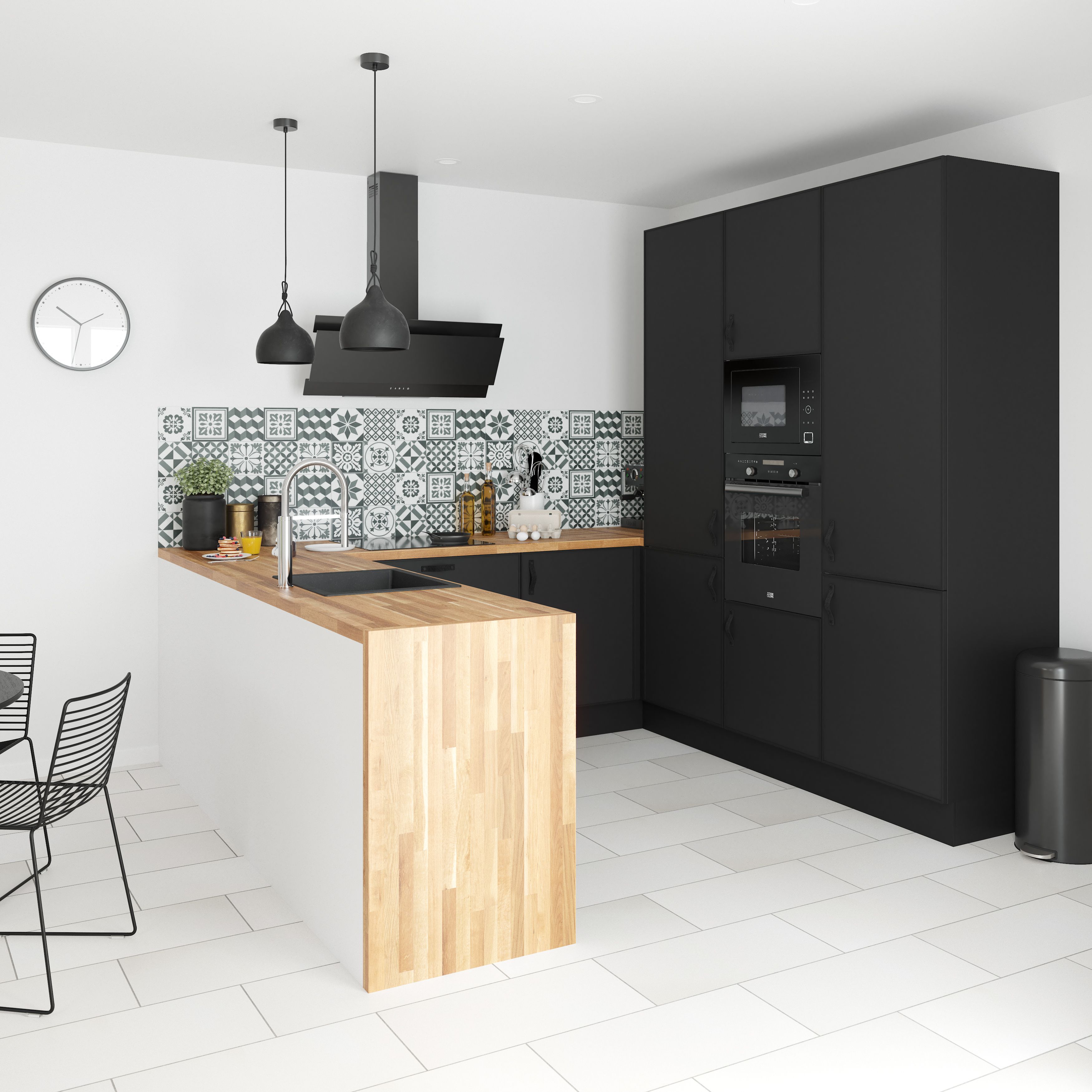 GoodHome Pasilla Matt carbon Thin fram LHe Standard End panel (H)720mm (W)570mm