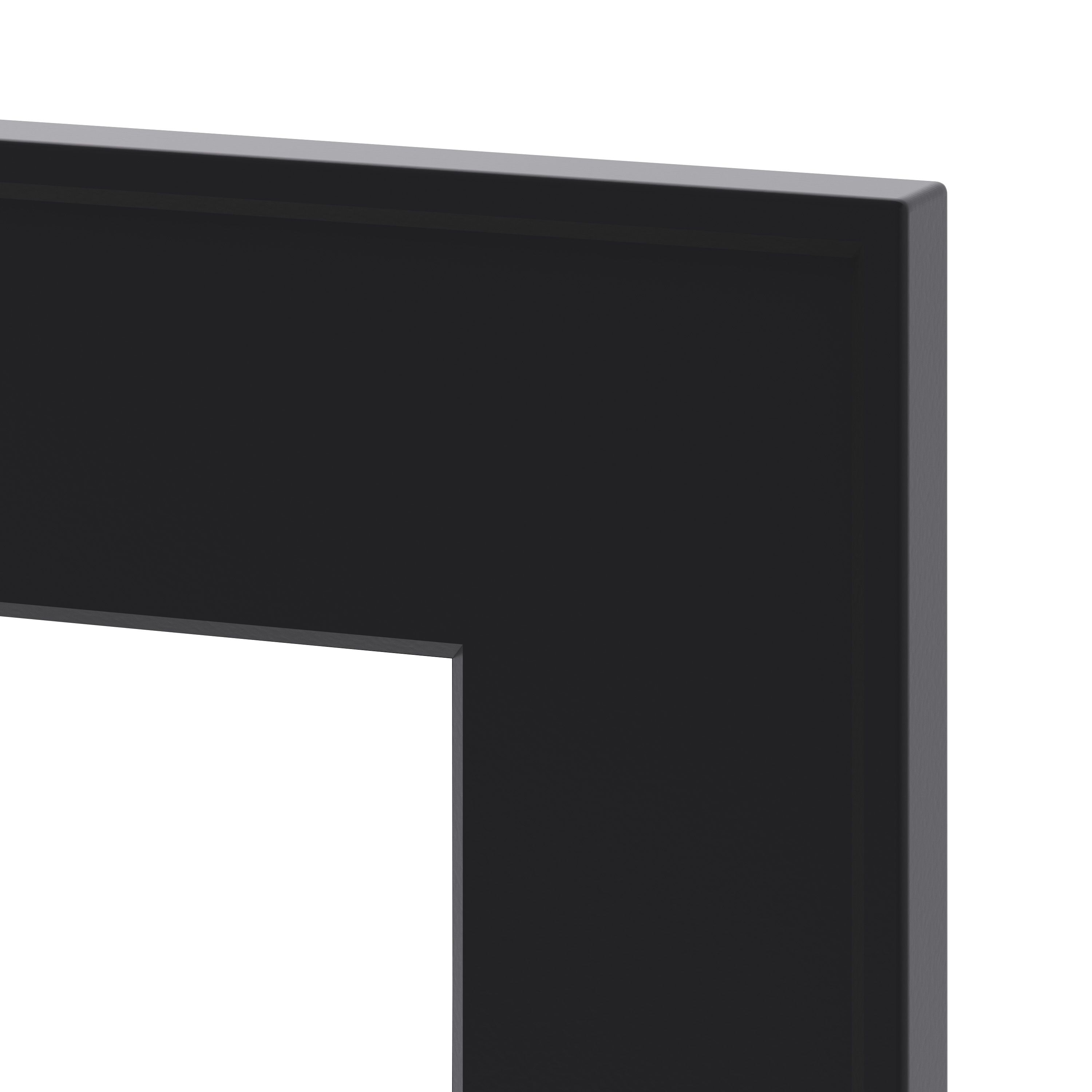 GoodHome Pasilla Thin frame Matt carbon Slab Glazed Cabinet door (W)500mm (H)715mm (T)20mm