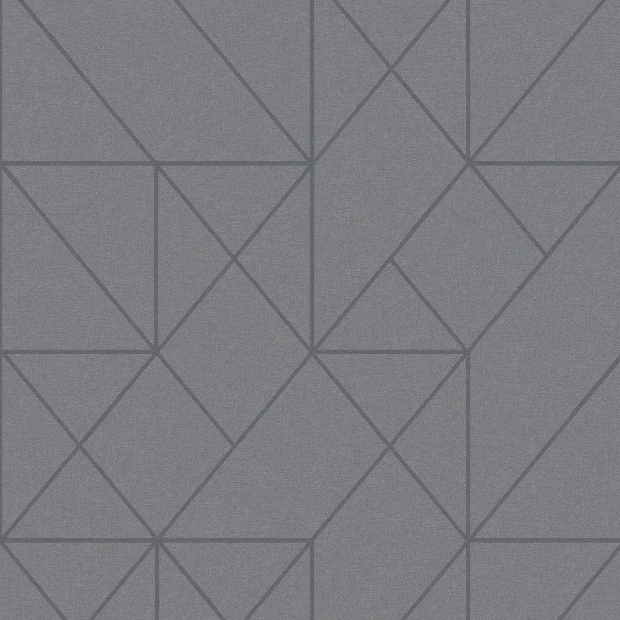 GoodHome Patula Dark grey Geometric Ridged effect Textured Wallpaper ...