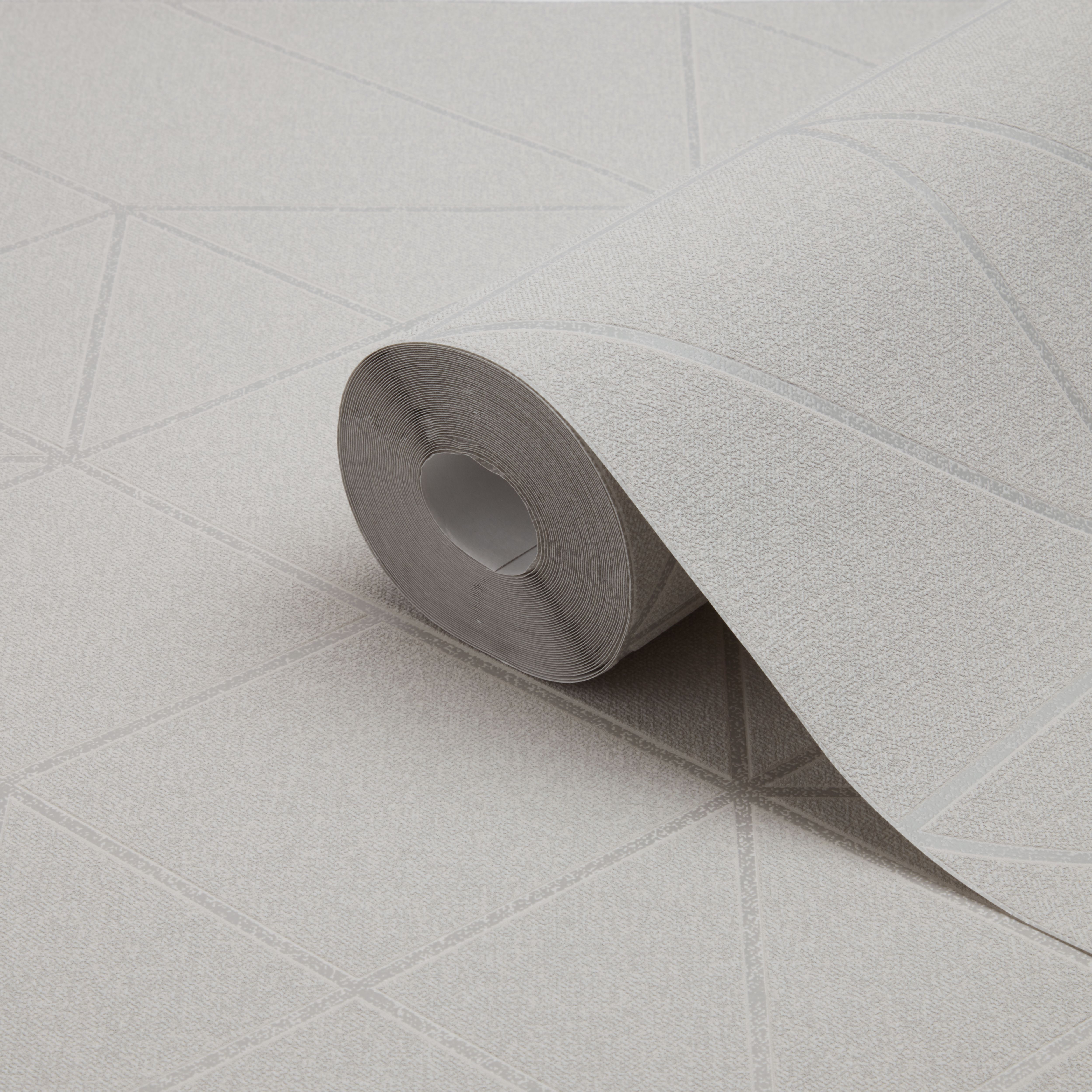 GoodHome Patula Taupe Geometric Ridged effect Textured Wallpaper DIY