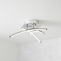 GoodHome Pavone Matt Acrylic & steel Chrome effect 3 Lamp LED Ceiling light