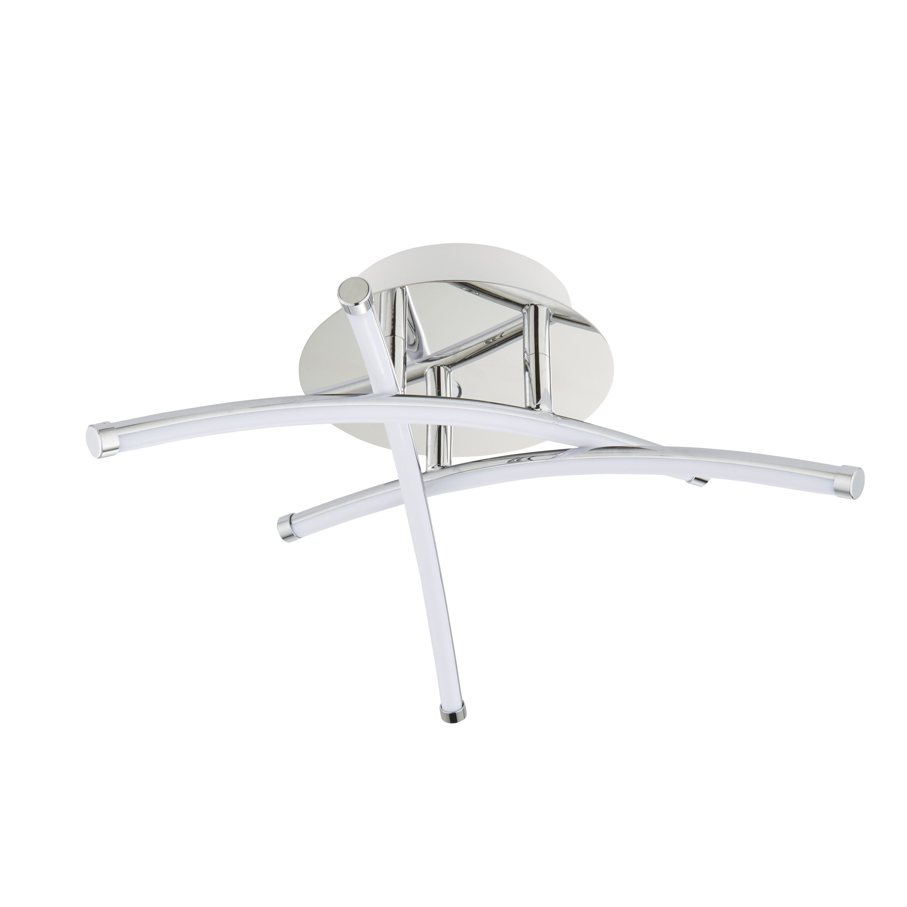 GoodHome Pavone Matt Acrylic & steel Chrome effect 3 Lamp LED Ceiling light