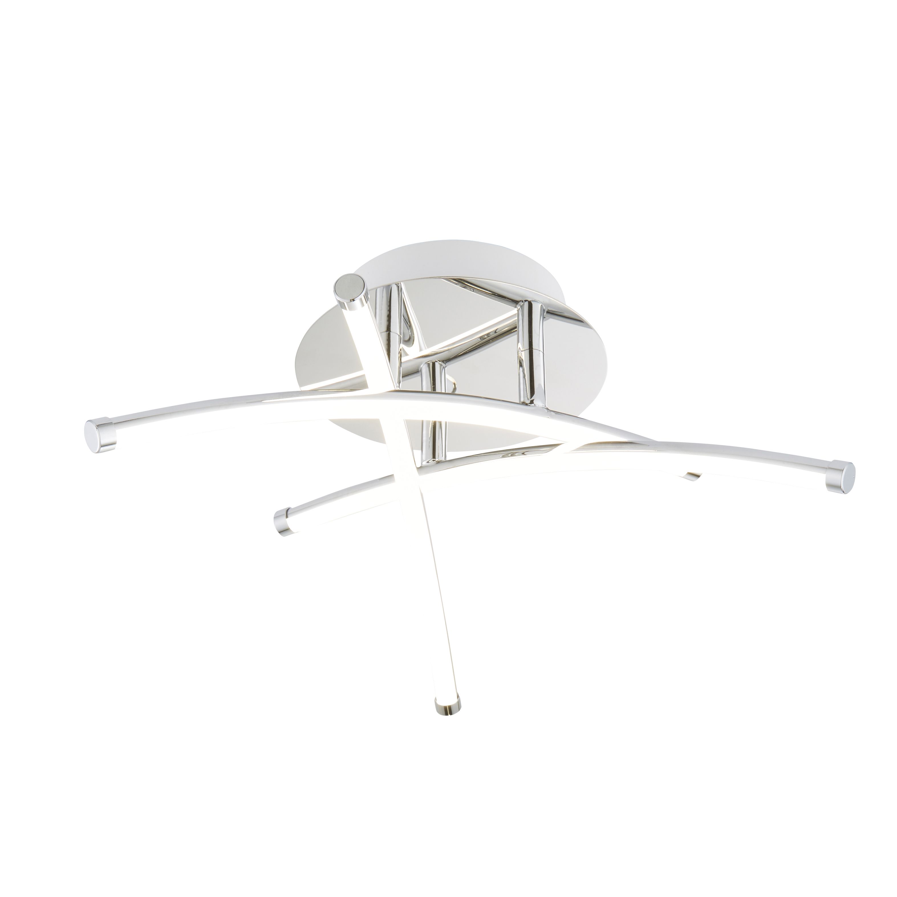 GoodHome Pavone Matt Acrylic & steel Chrome effect 3 Lamp LED Ceiling light