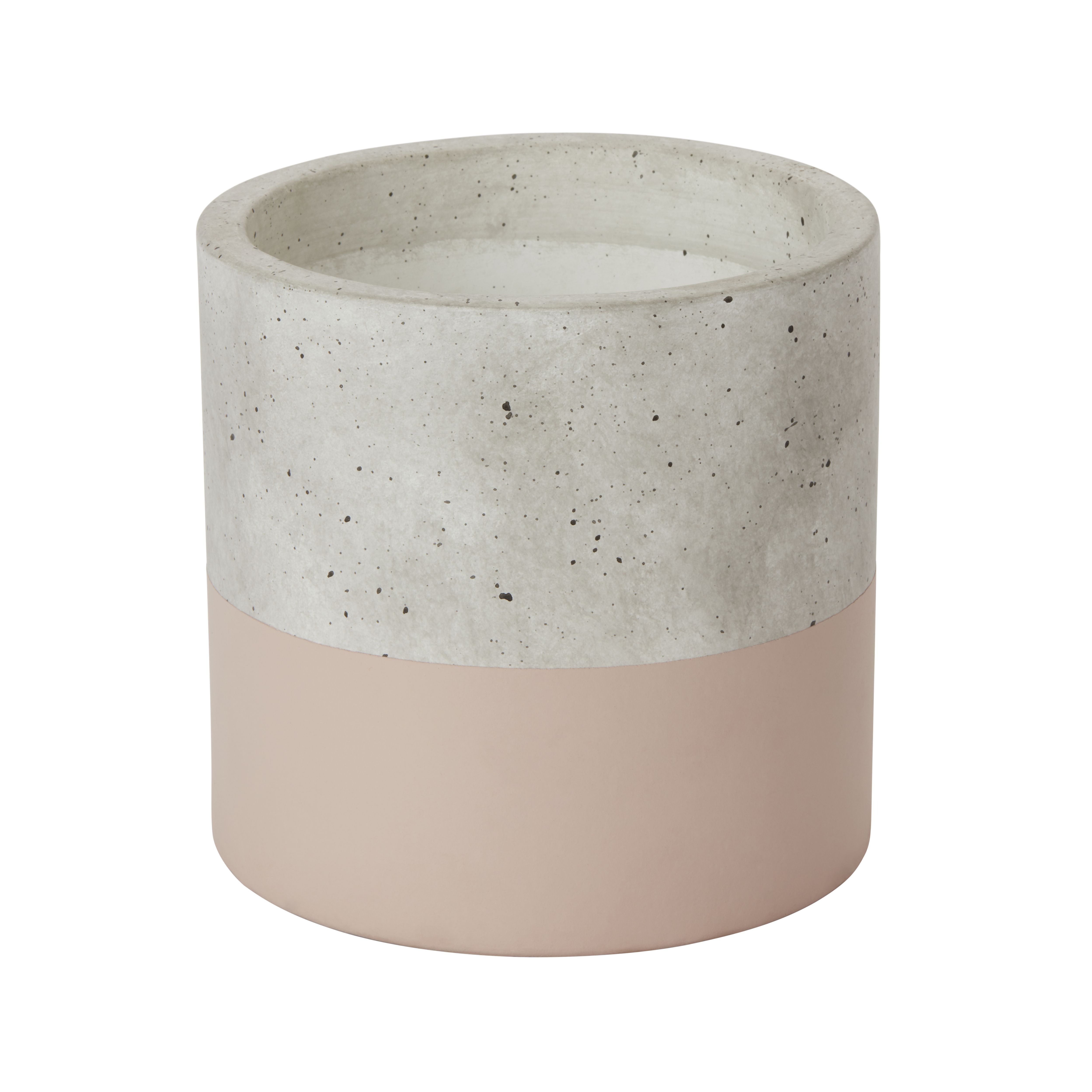 GoodHome Peach whip Concrete Dipped Cylindrical Plant pot (Dia) 14.1cm, (H)13.5cm, 1.6L