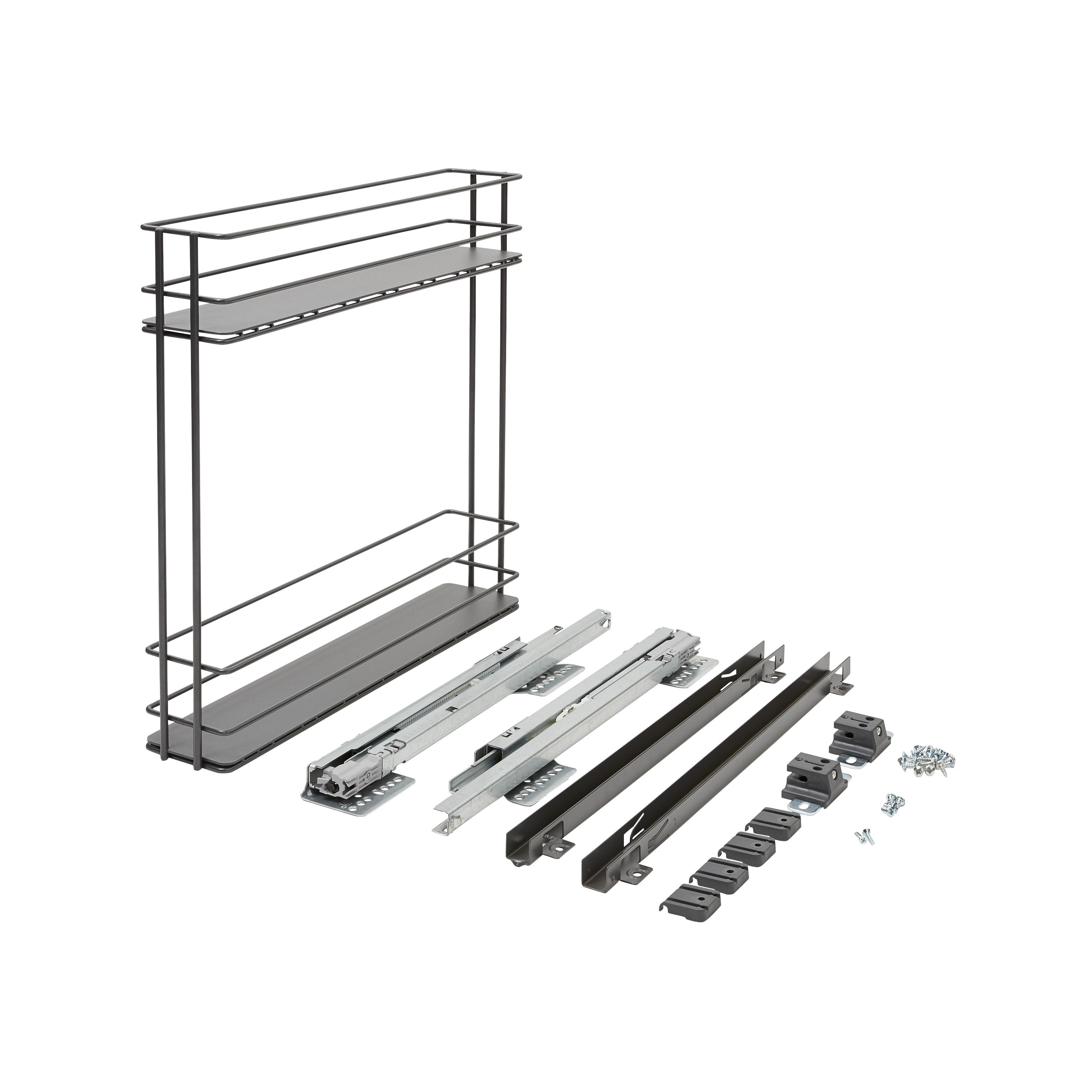 GoodHome Pebre Anthracite Soft close runners Pull out storage, (H)530mm (W)107mm DIY at B&Q