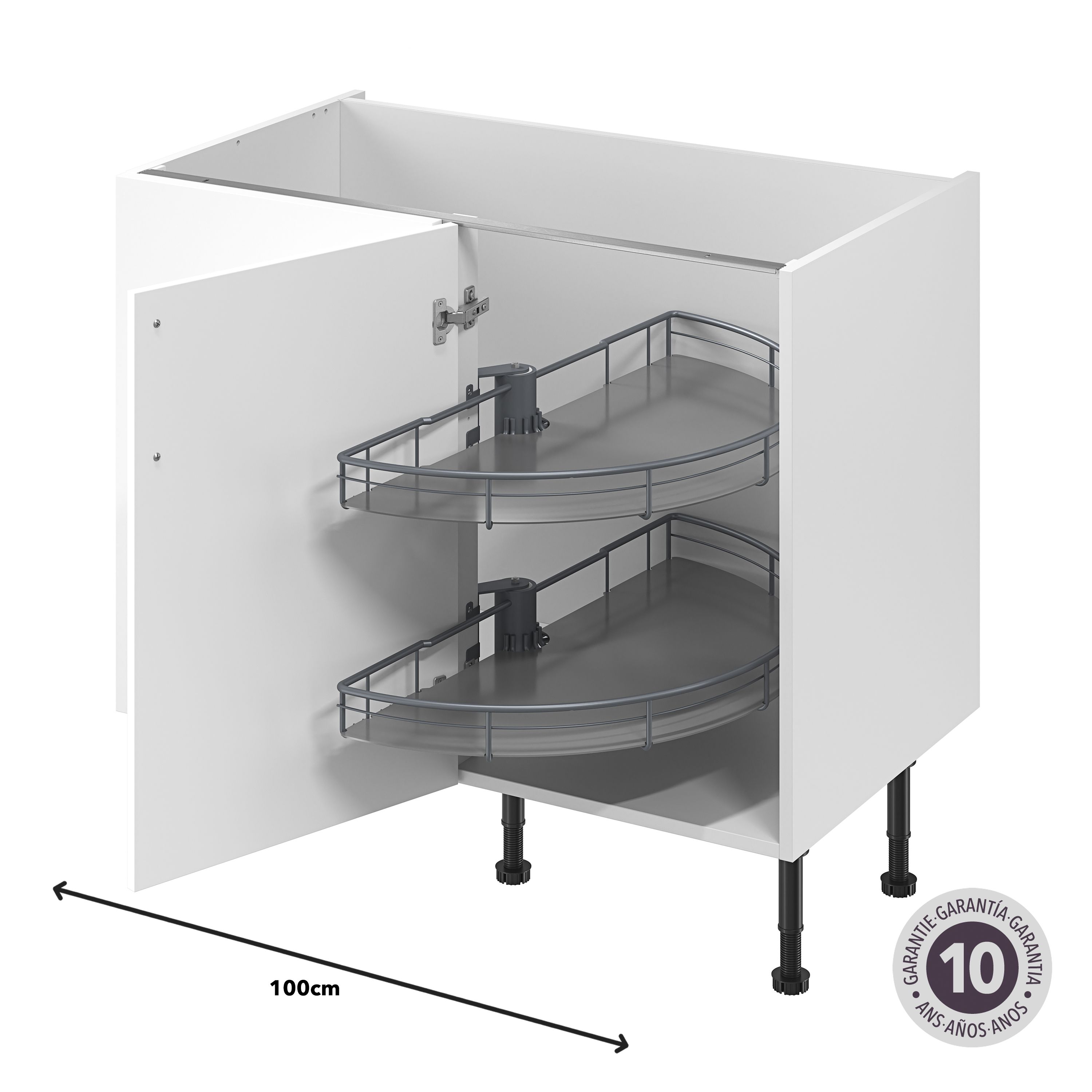 GoodHome Pebre Grey Not soft-close LH & RH Half moon carousel 100cm Storage system