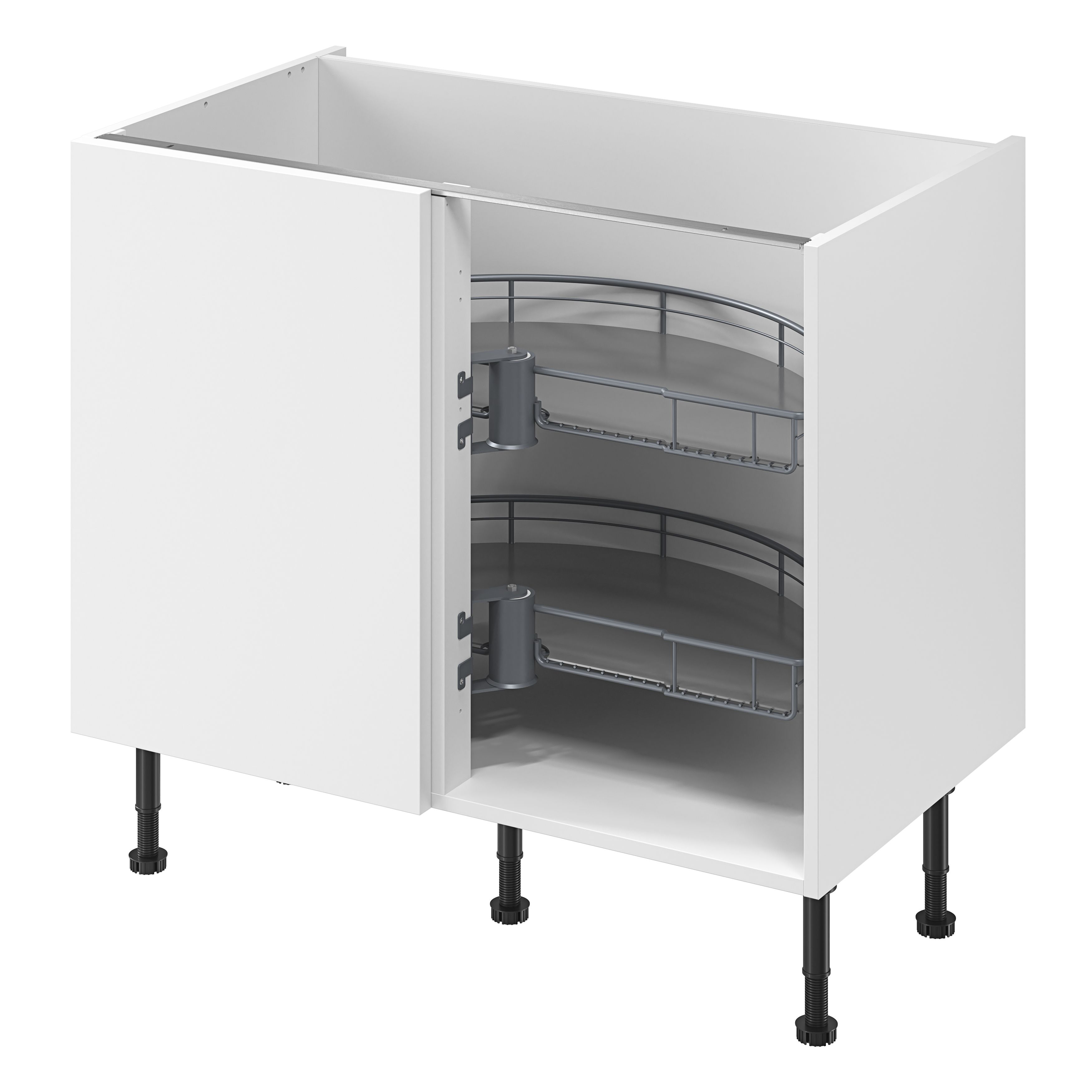GoodHome Pebre Grey Not soft-close LH & RH Half moon carousel 100cm Storage system