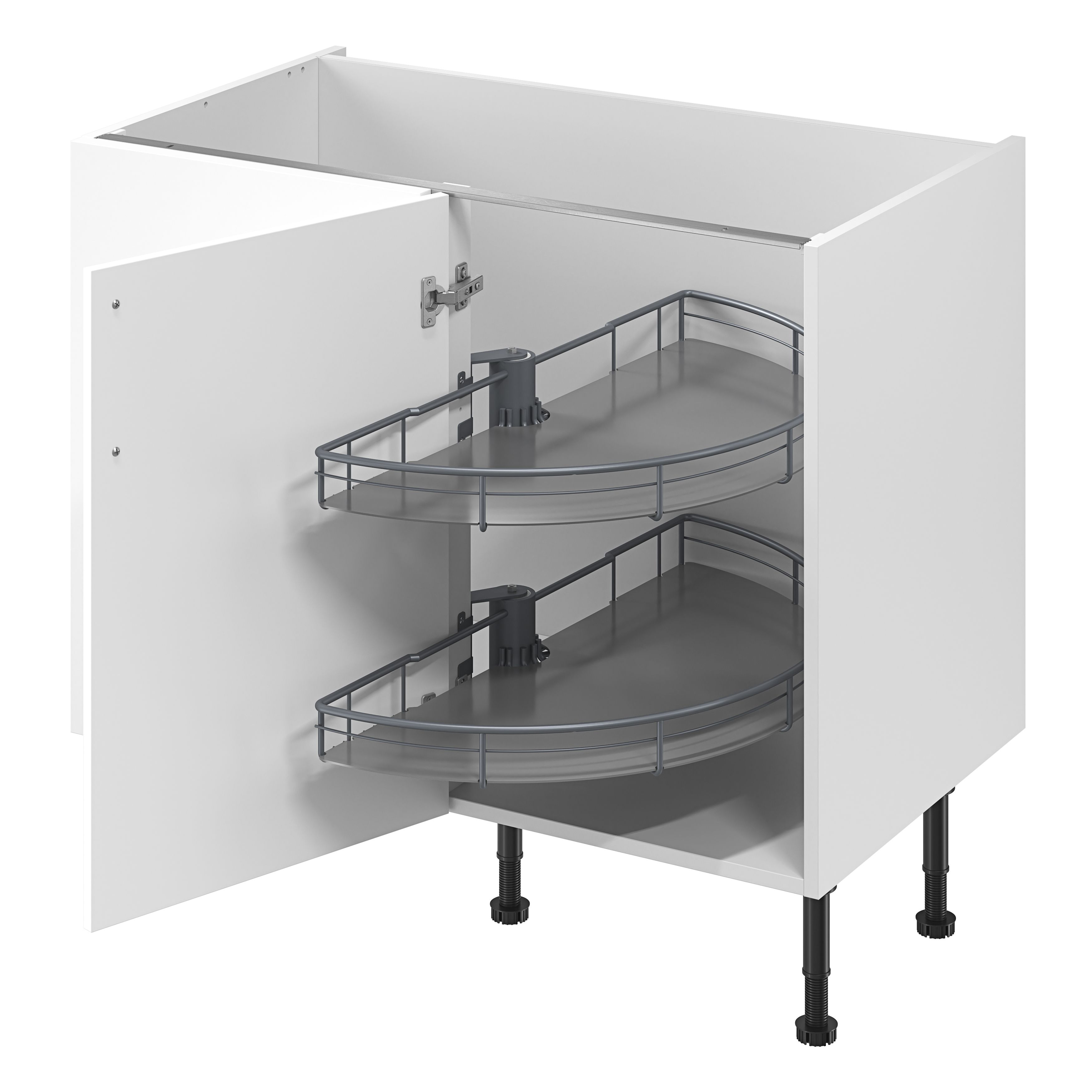 GoodHome Pebre Grey Not soft-close LH & RH Half moon carousel 100cm Storage system