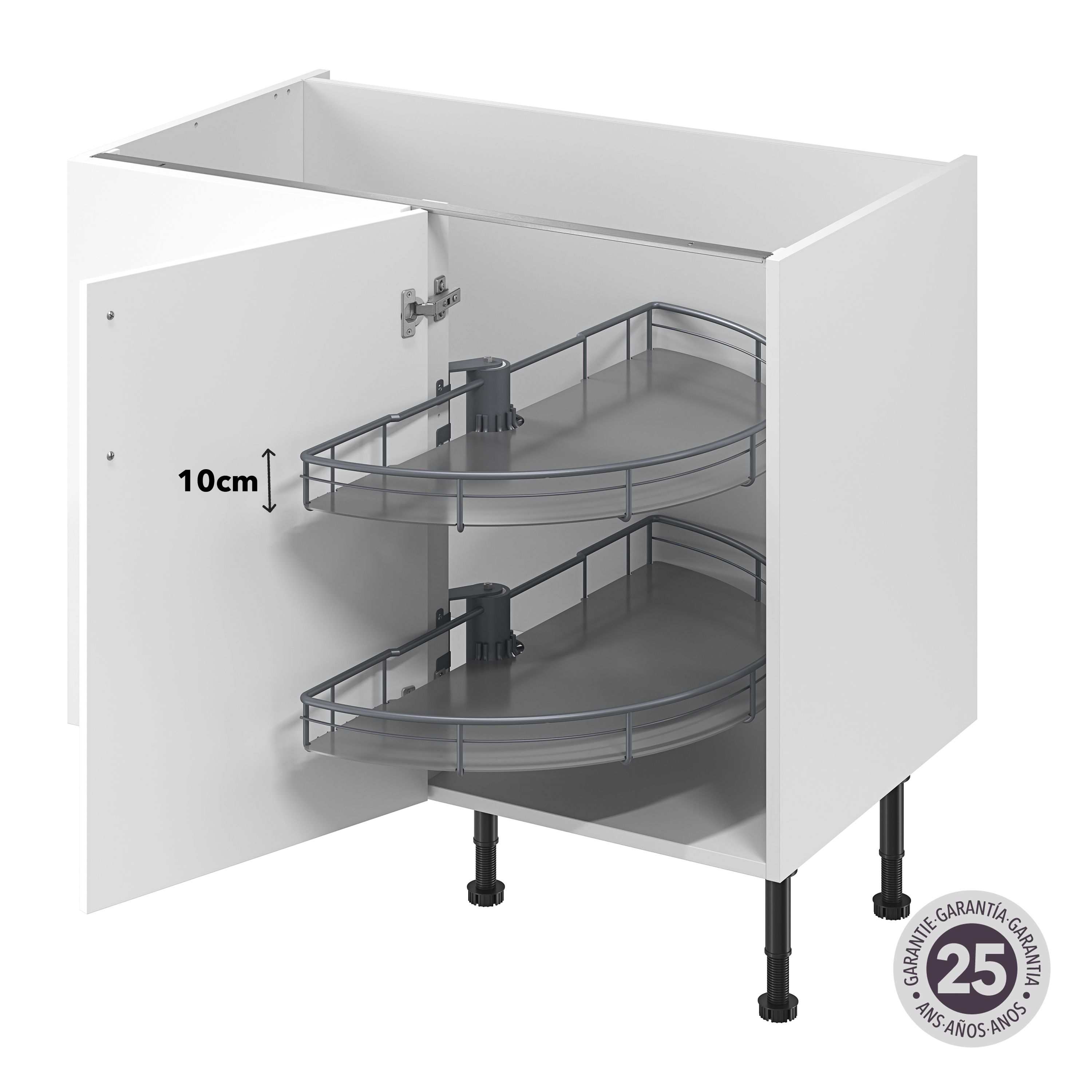 GoodHome Pebre Grey Not soft-close LH & RH Half moon carousel 100cm Storage system