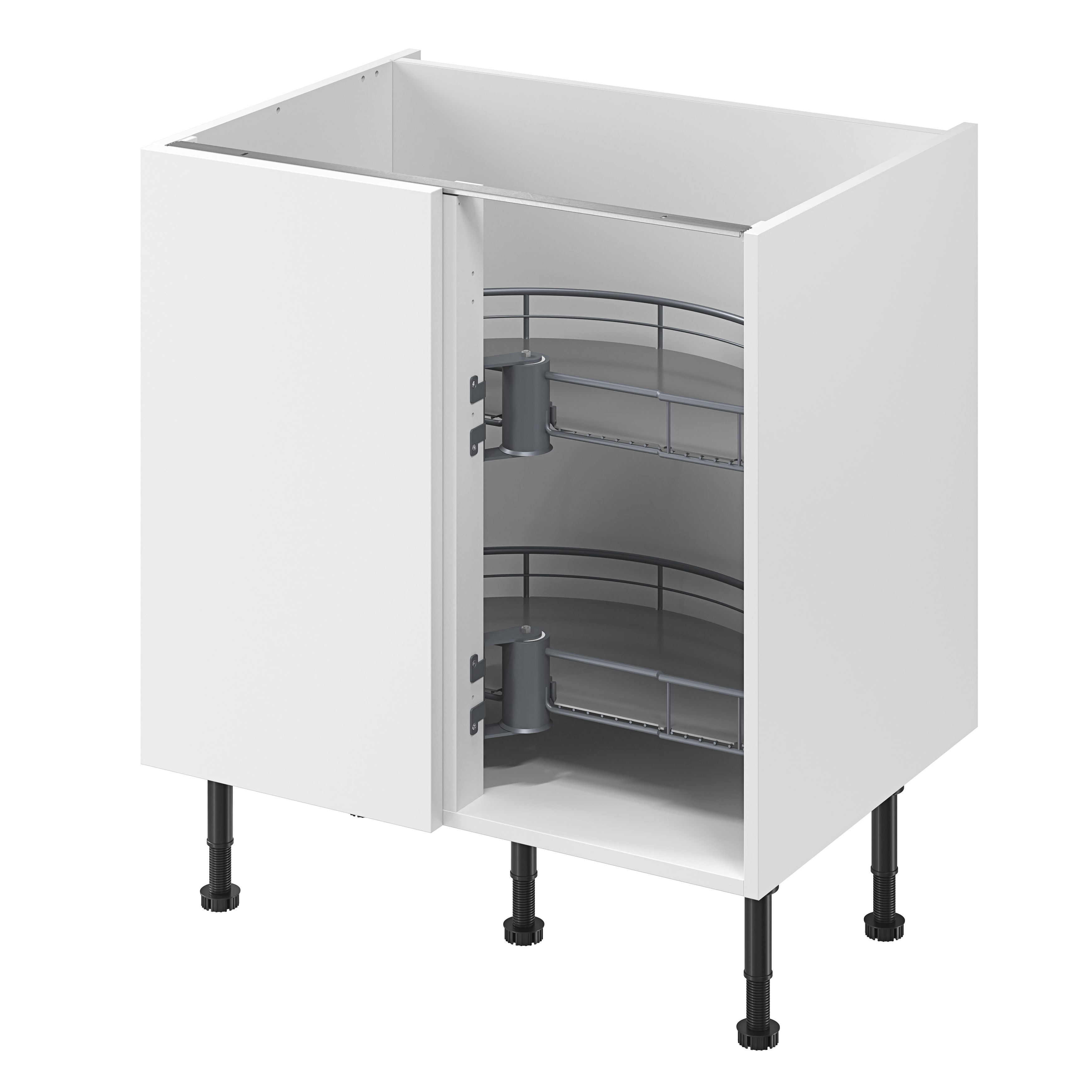 GoodHome Pebre Grey Not soft-close LH & RH Half moon carousel 80cm Storage system