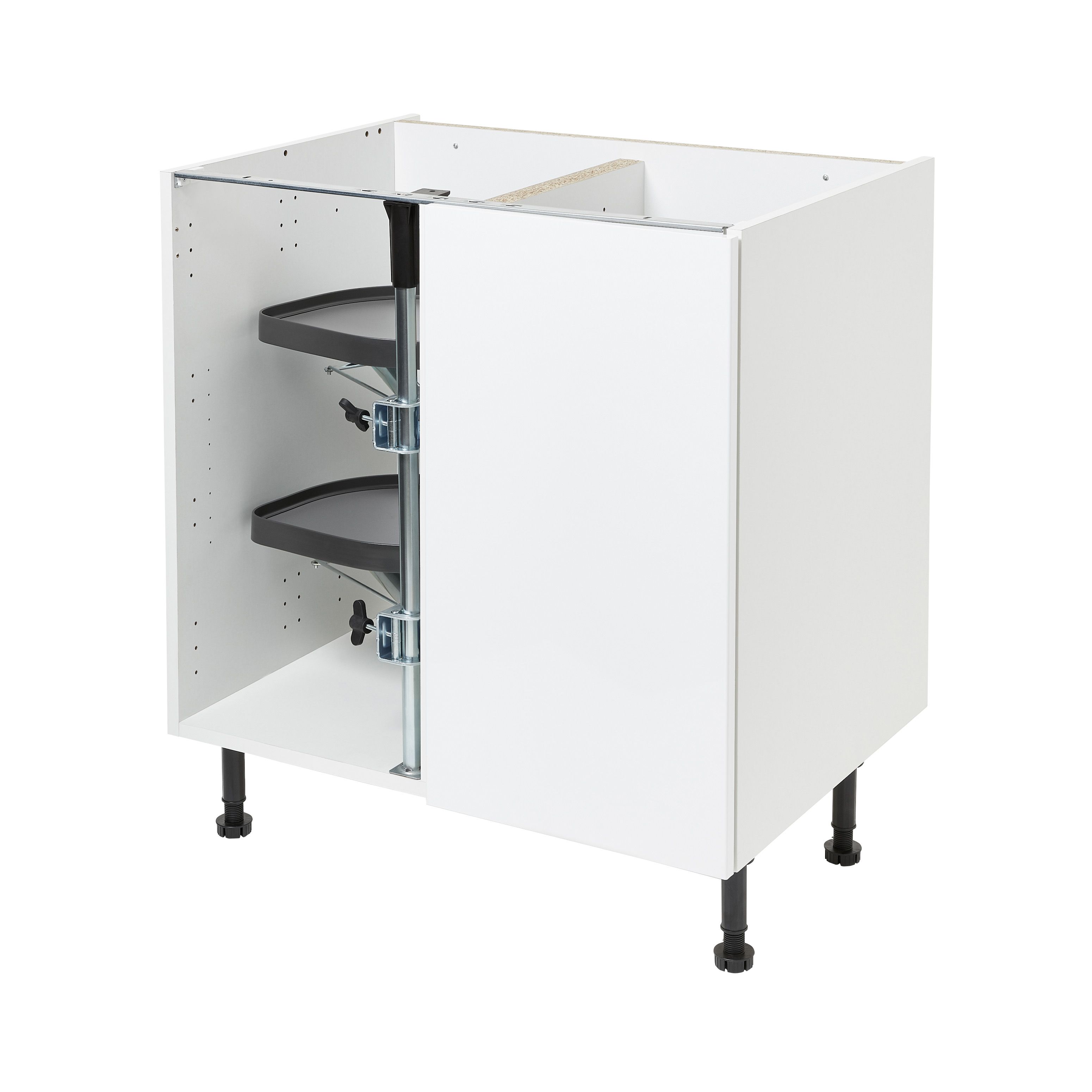 GoodHome Pebre Grey Soft-close LH Corner cabinet 40cm Pull-out storage