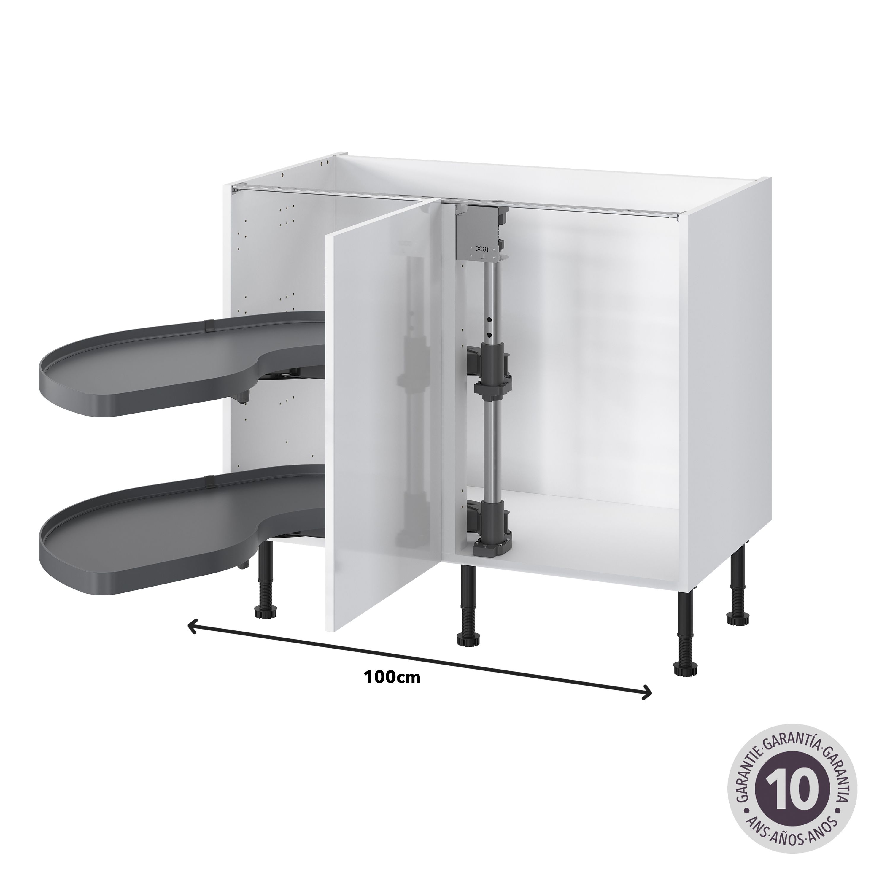 GoodHome Pebre Grey Soft-close LH Corner cabinet 50cm Pull-out storage
