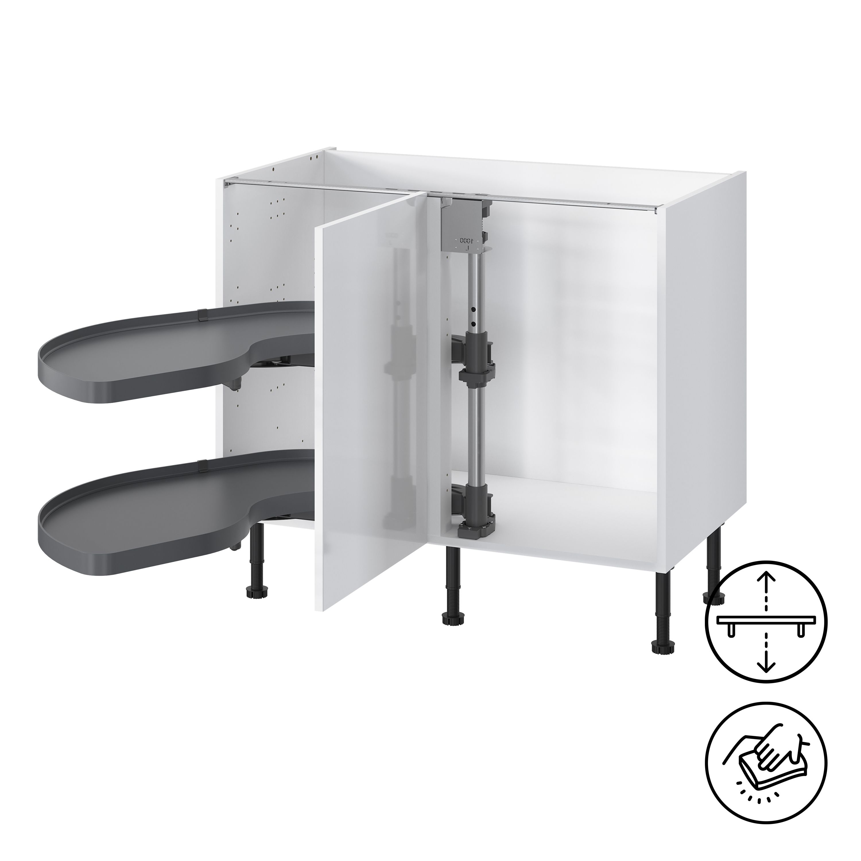GoodHome Pebre Grey Soft-close LH Corner cabinet 50cm Pull-out storage