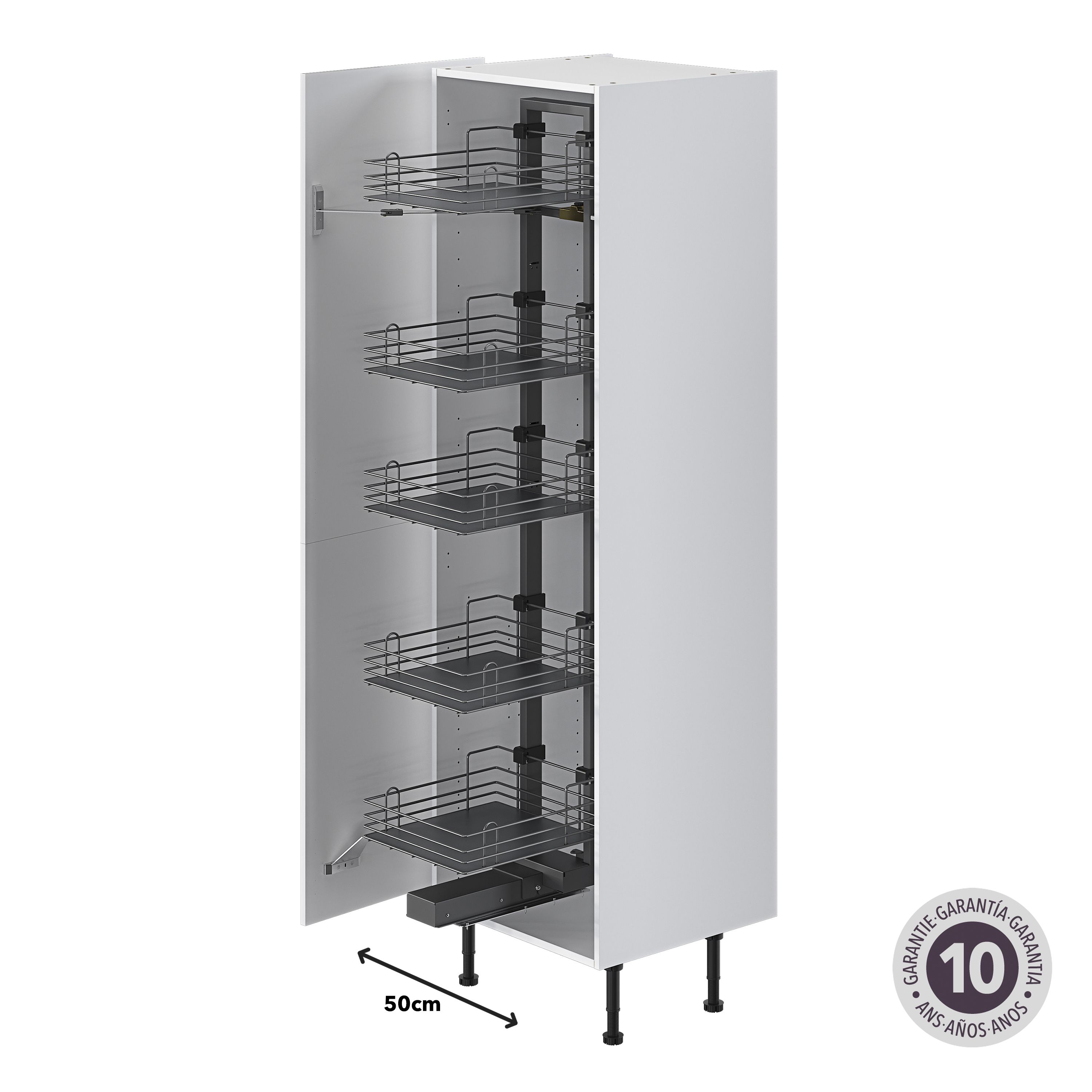 GoodHome Pebre Grey Soft-close LH & RH Larder Pull-out storage
