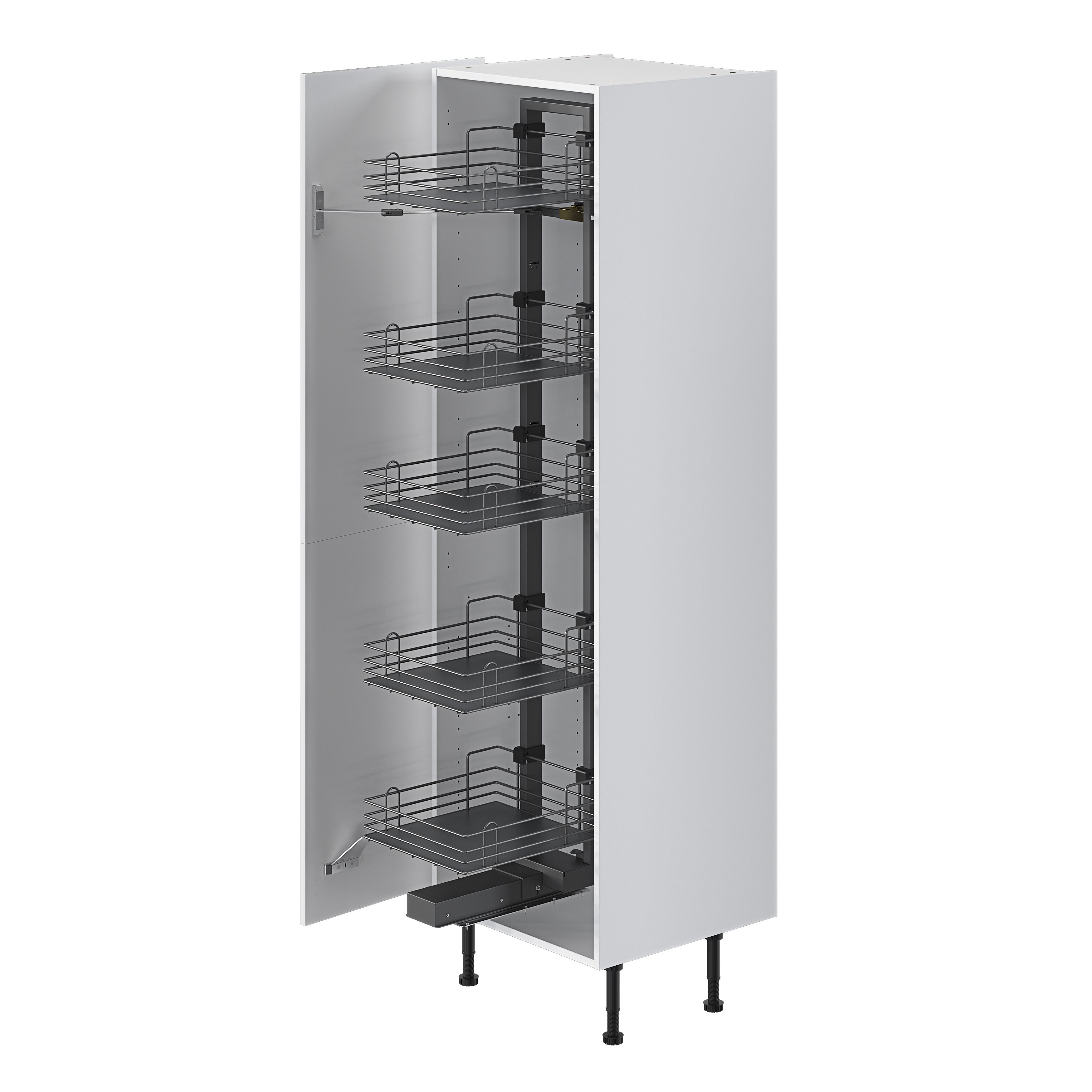 GoodHome Pebre Grey Soft-close LH & RH Larder Pull-out storage