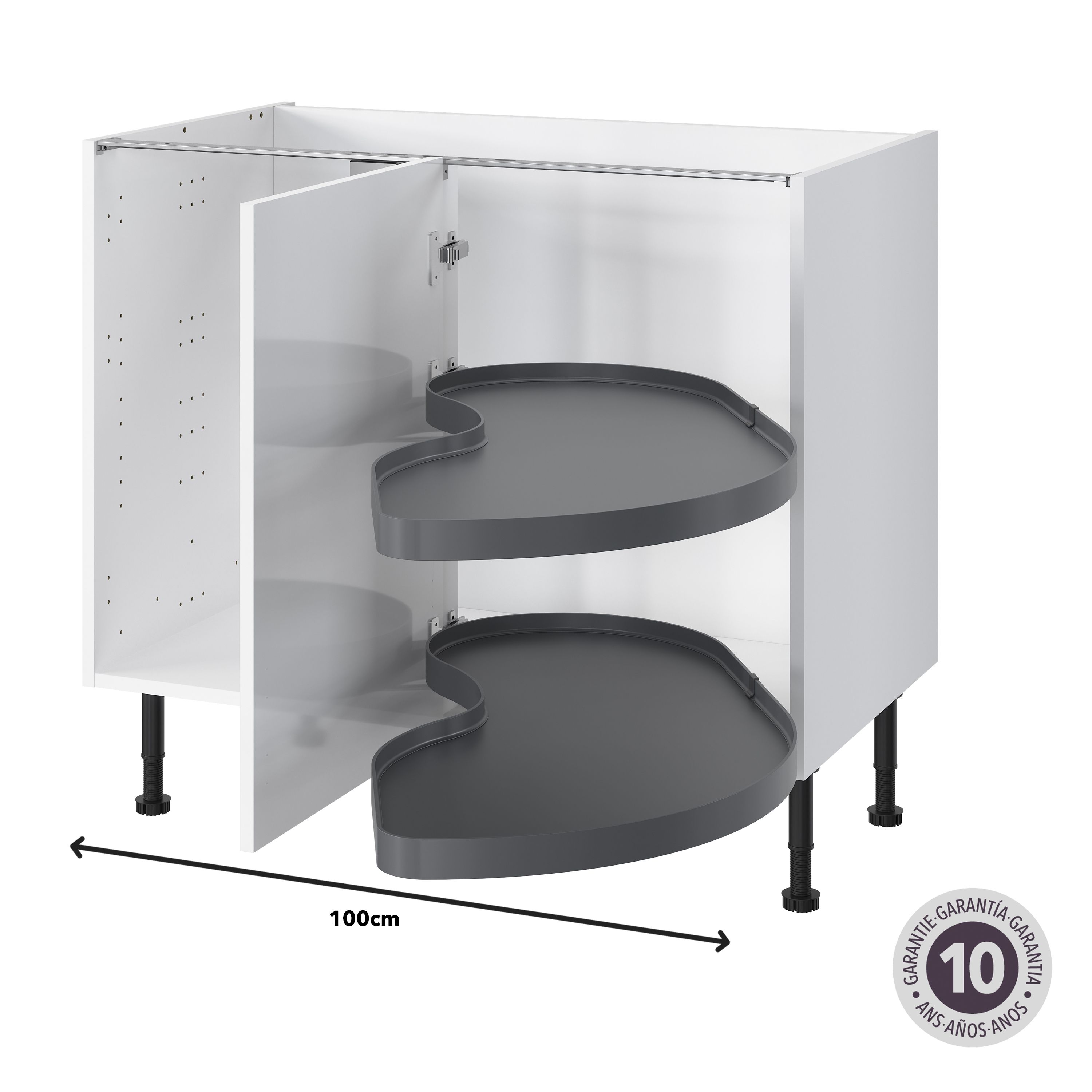 GoodHome Pebre Grey Soft-close RH 50cm Pull-out storage