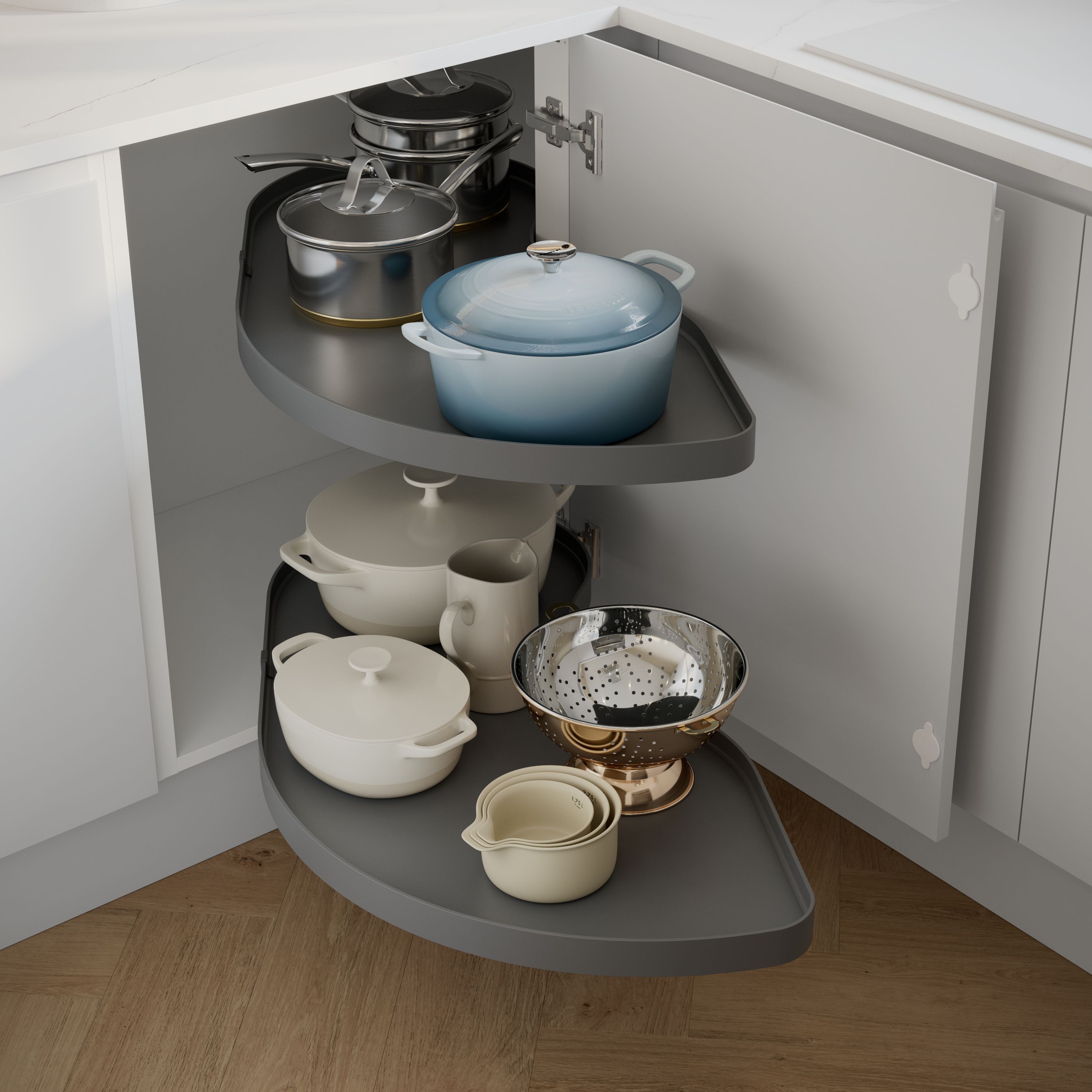 GoodHome Pebre Grey Soft-close RH 50cm Pull-out storage