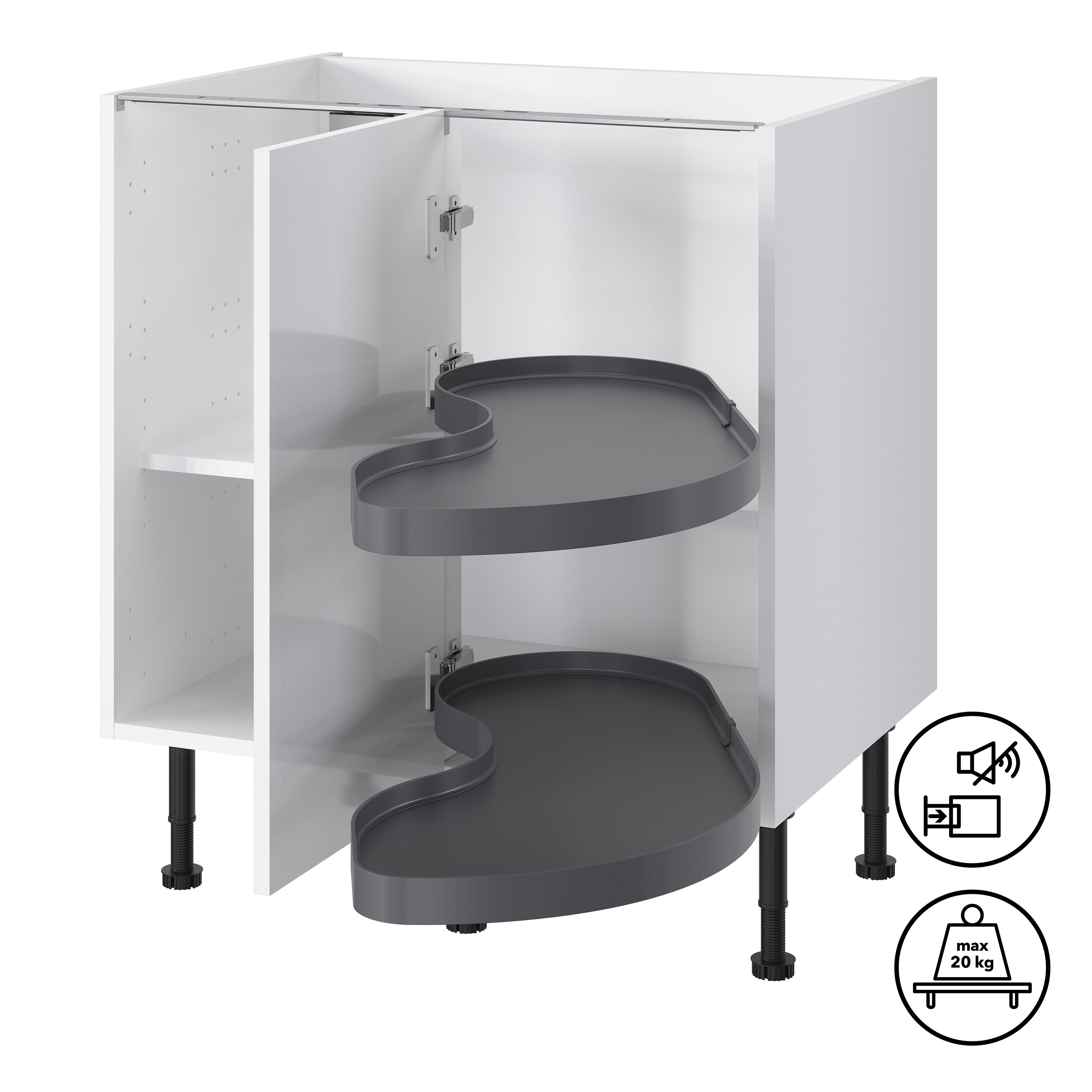 GoodHome Pebre Grey Soft-close RH Corner cabinet 40cm Pull-out storage