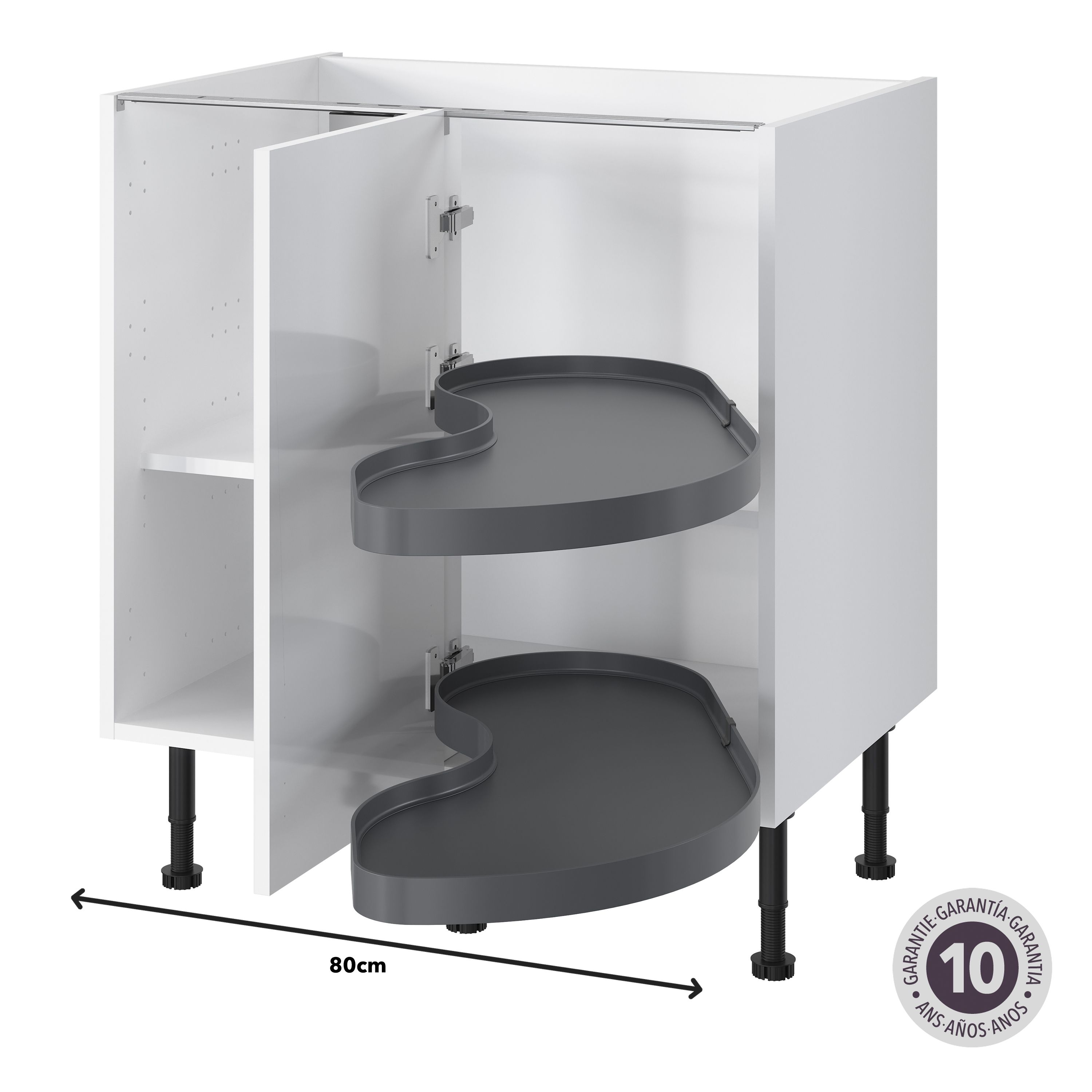 GoodHome Pebre Grey Soft-close RH Corner cabinet 40cm Pull-out storage