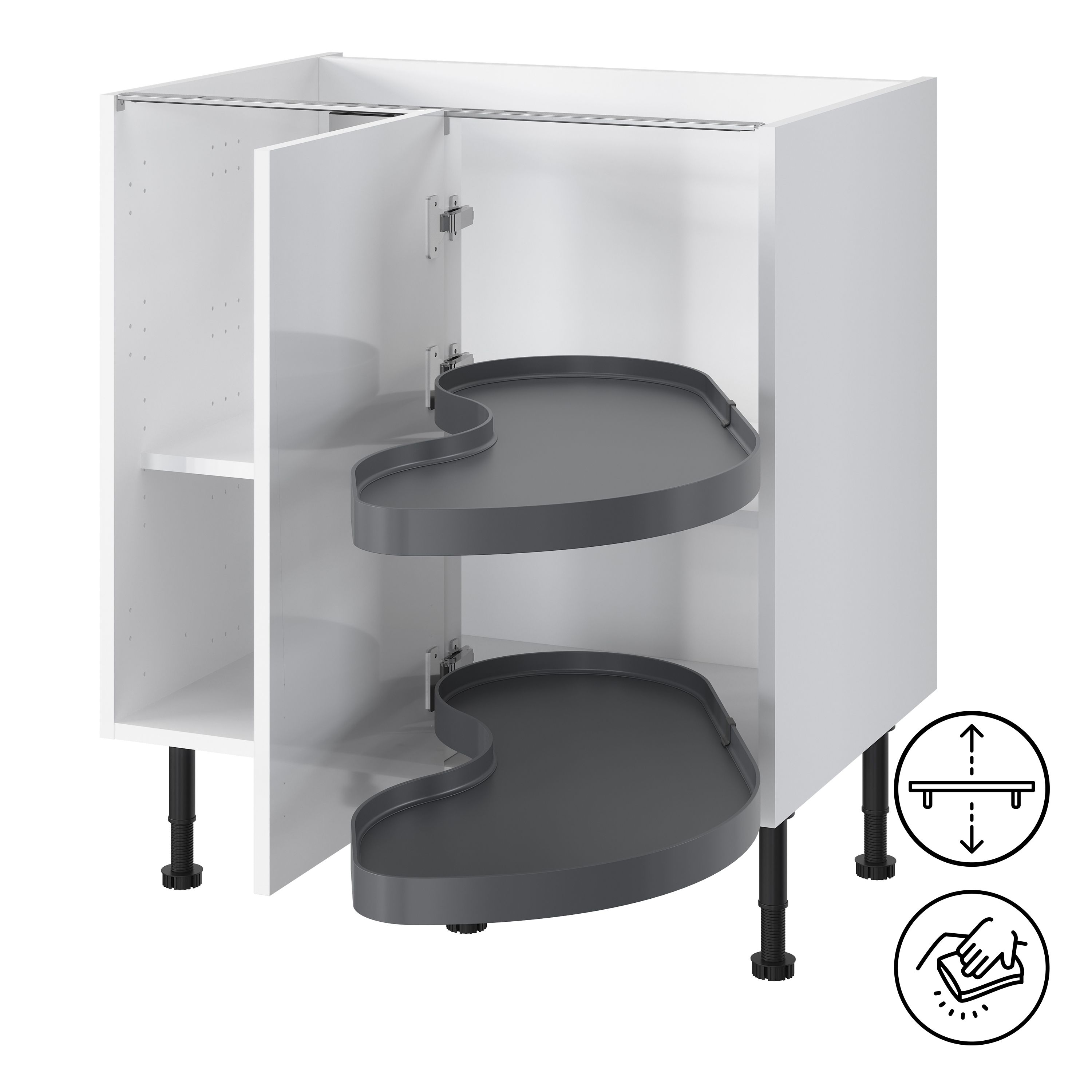 GoodHome Pebre Grey Soft-close RH Corner cabinet 40cm Pull-out storage