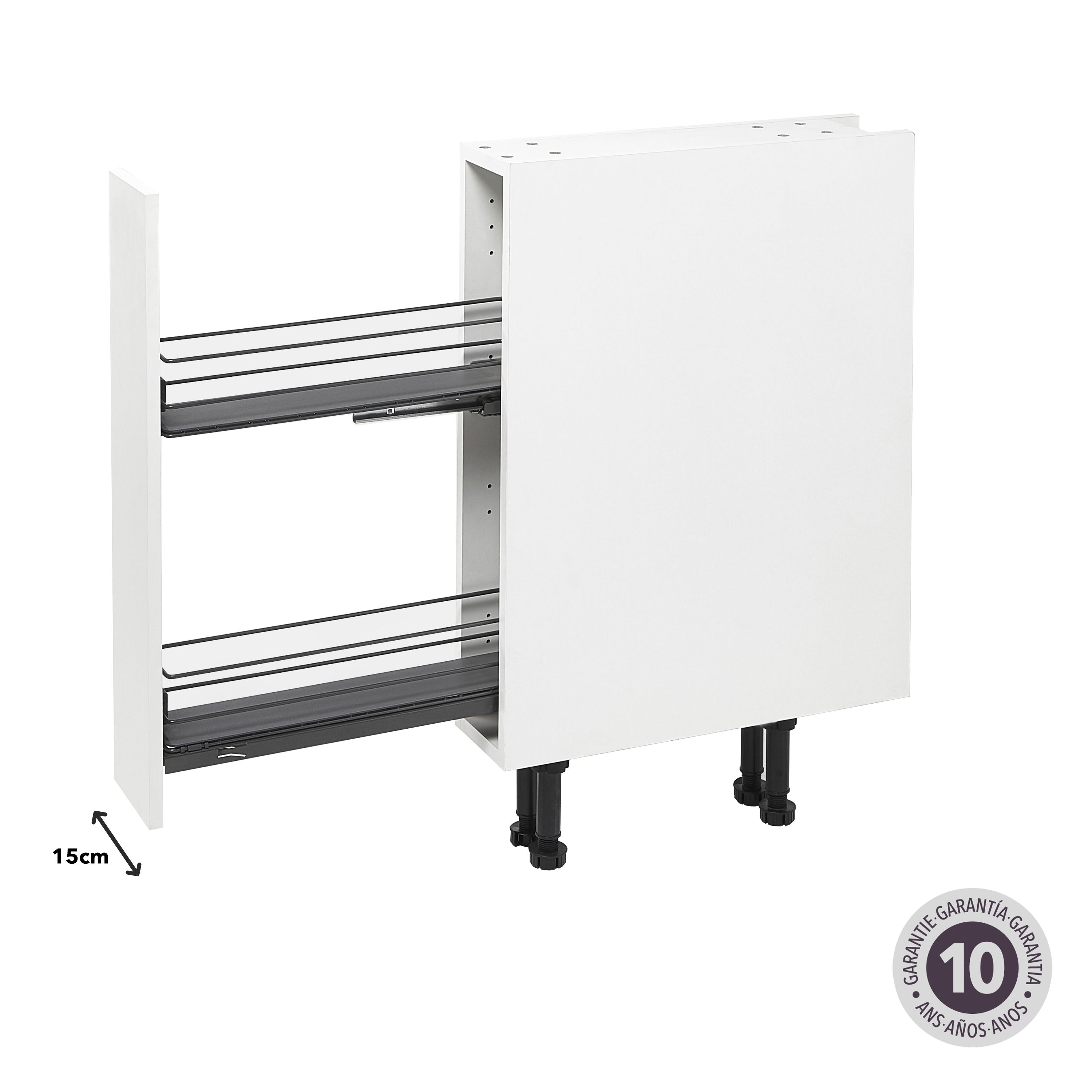 GoodHome Pebre Grey Soft-close runners LH & RH 15cm Pull-out storage