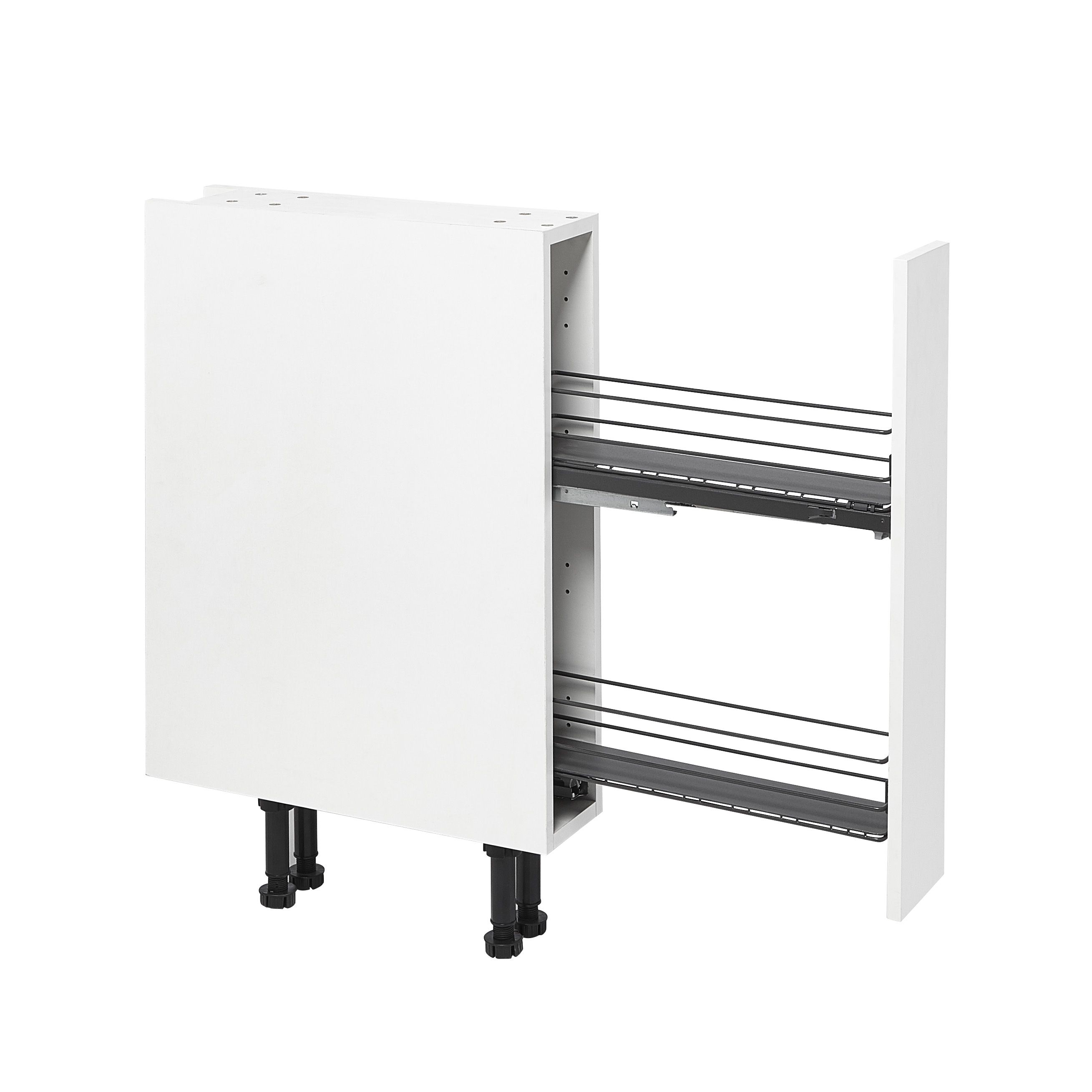 GoodHome Pebre Grey Soft-close runners LH & RH 15cm Pull-out storage