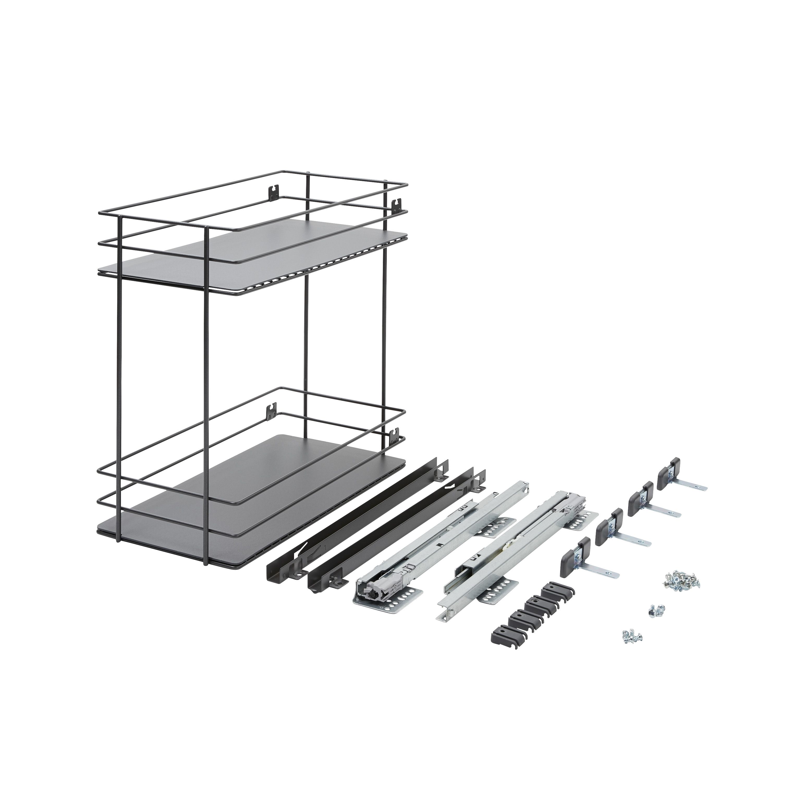 GoodHome Pebre Grey Soft-close runners LH & RH 30cm Pull-out storage