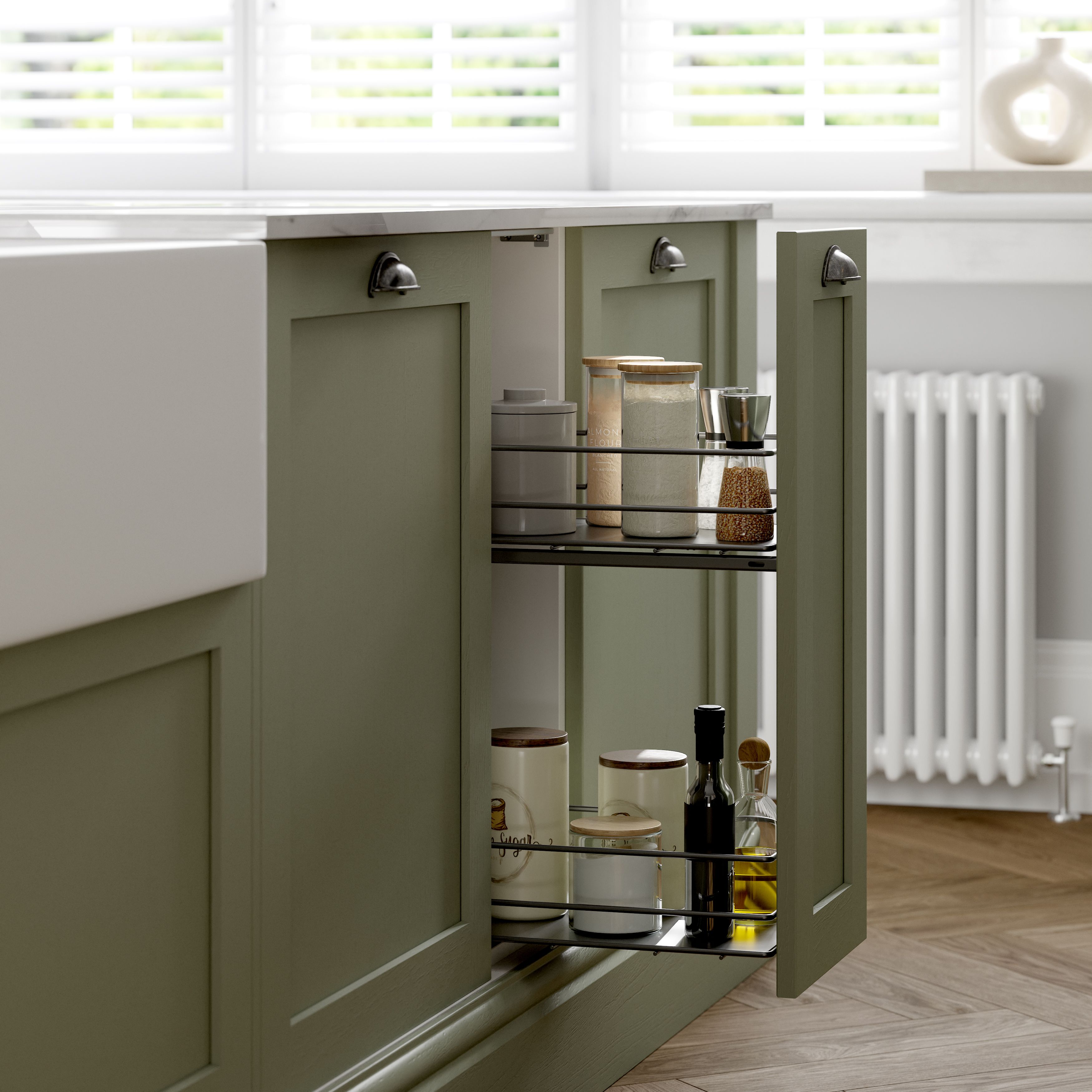 GoodHome Pebre Grey Soft-close runners LH & RH 30cm Pull-out storage