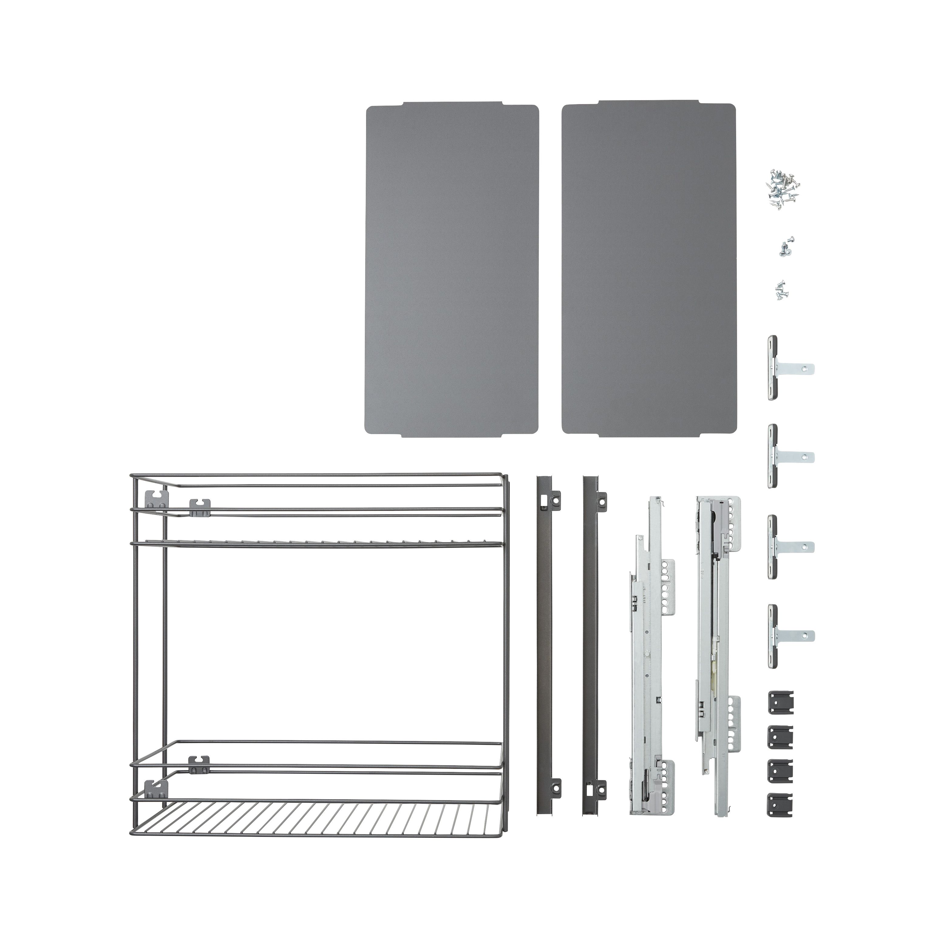 GoodHome Pebre Grey Soft-close runners LH & RH 30cm Pull-out storage