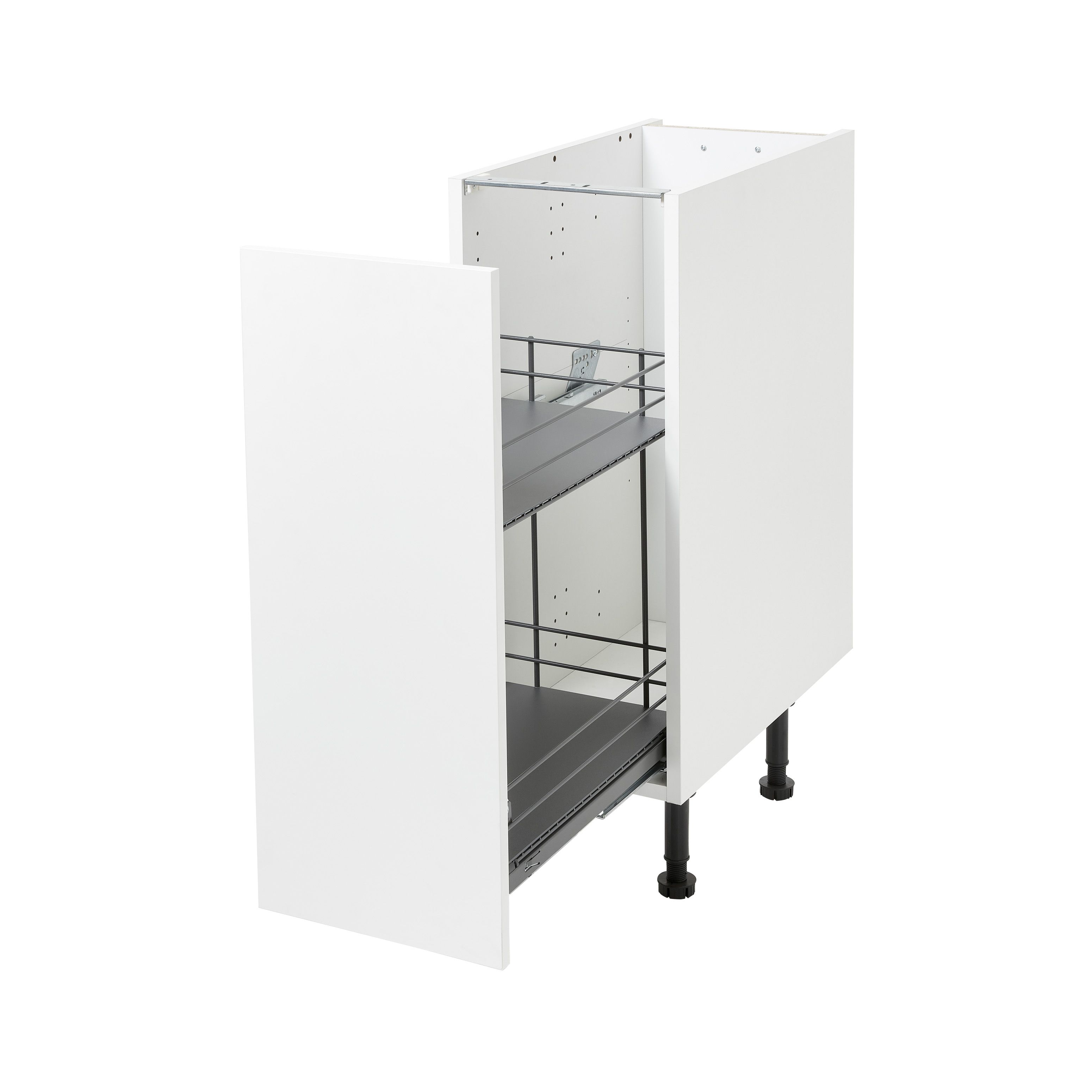 GoodHome Pebre Grey Soft-close runners LH & RH 30cm Pull-out storage