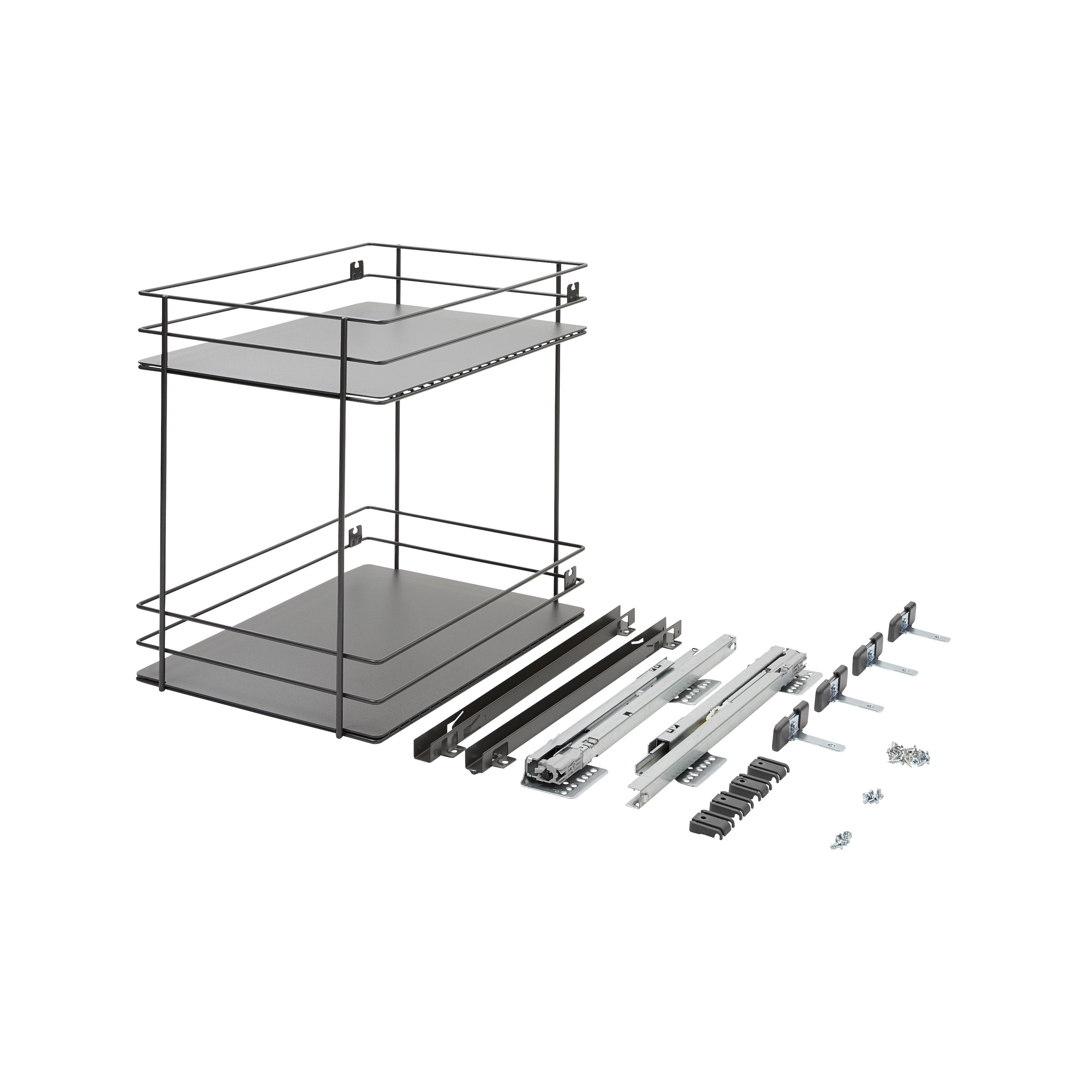 GoodHome Pebre Grey Soft-close runners LH & RH 40cm Pull-out storage