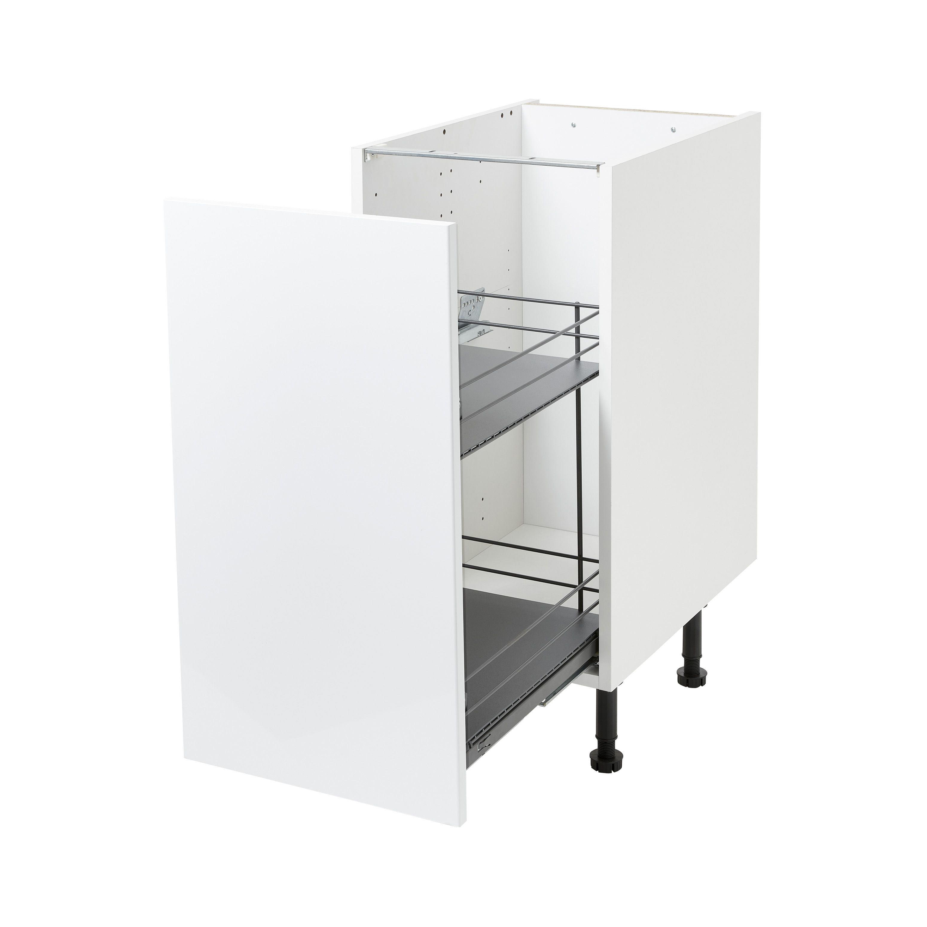 GoodHome Pebre Grey Soft-close runners LH & RH 40cm Pull-out storage