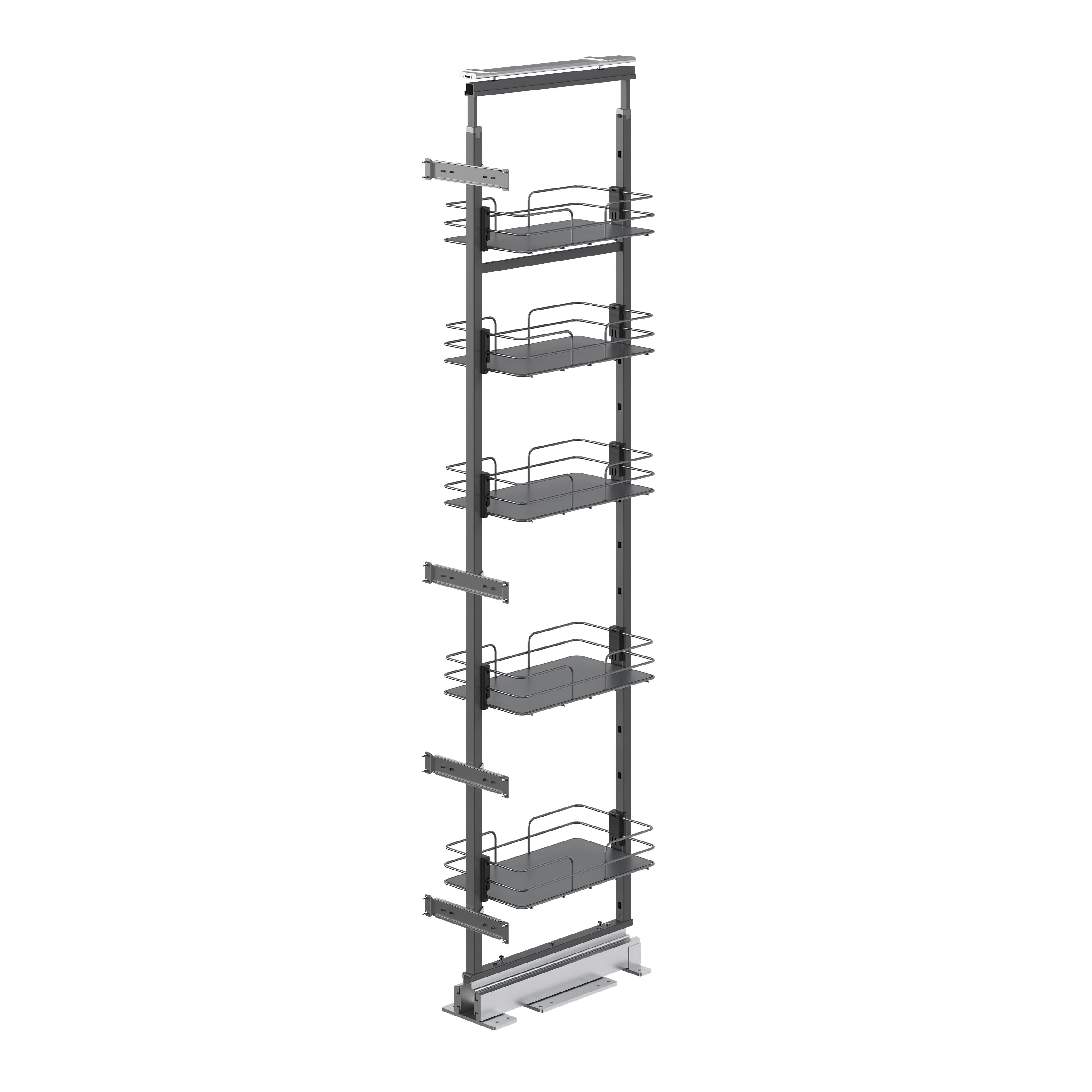 GoodHome Pebre Grey Soft-close runners LH & RH Larder 30cm Pull-out storage