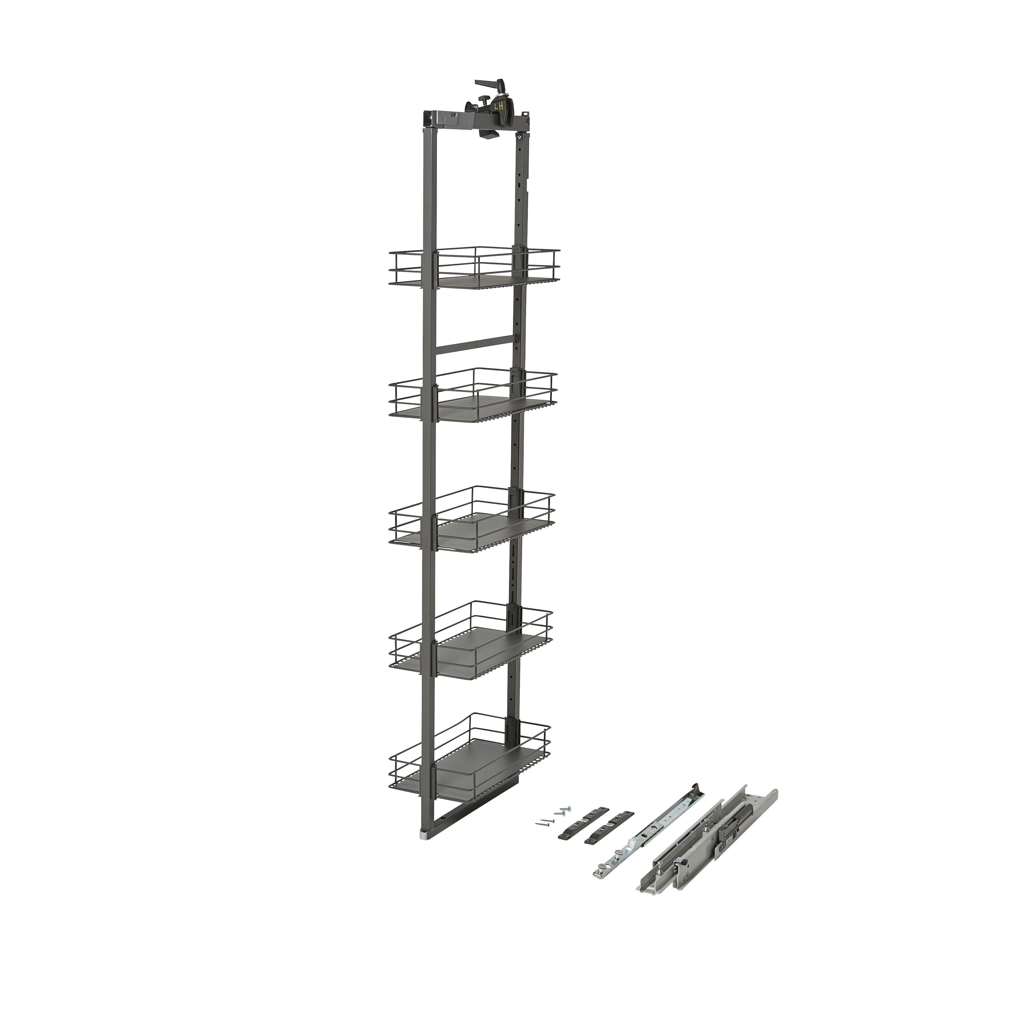 GoodHome Pebre Grey Soft-close runners LH & RH Larder 30cm Pull-out storage