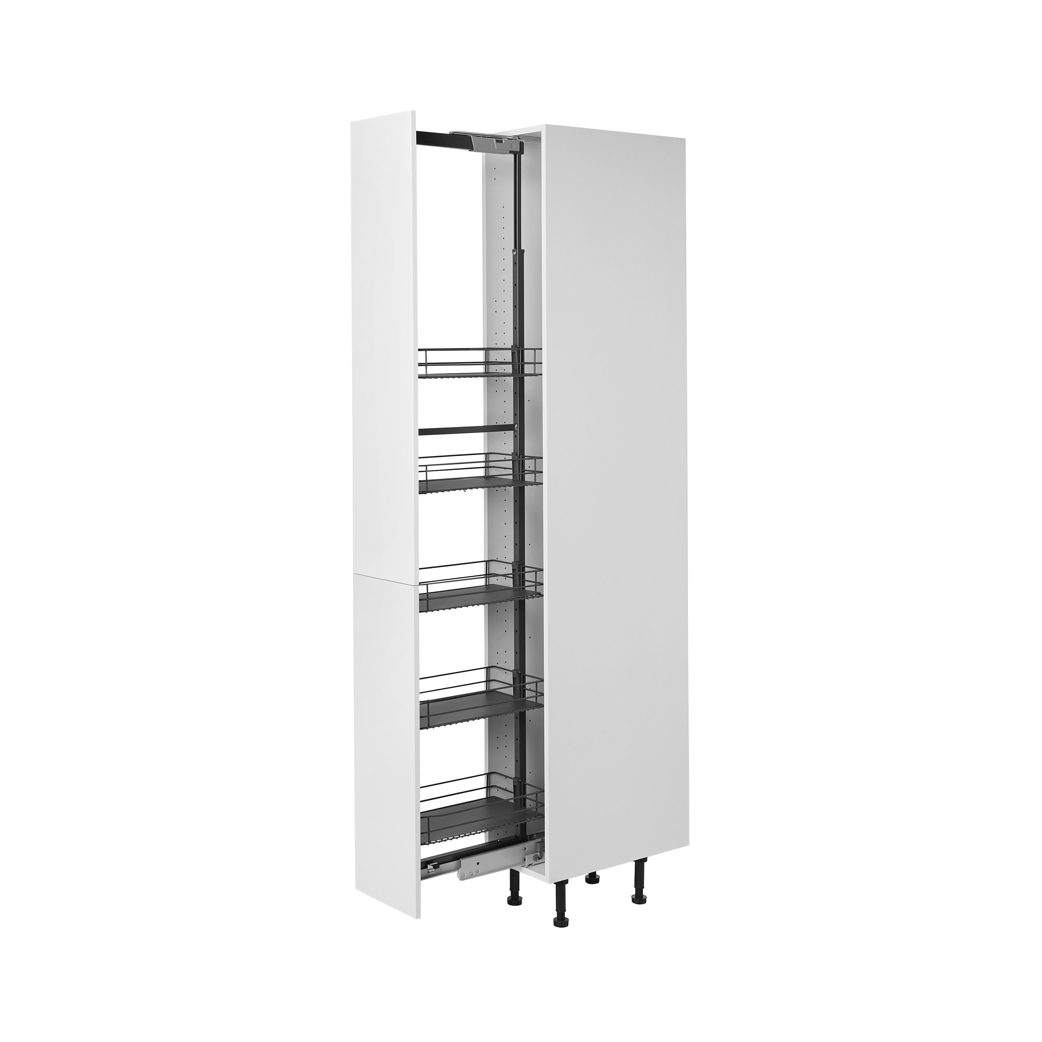 GoodHome Pebre Grey Soft-close runners LH & RH Larder 30cm Pull-out storage